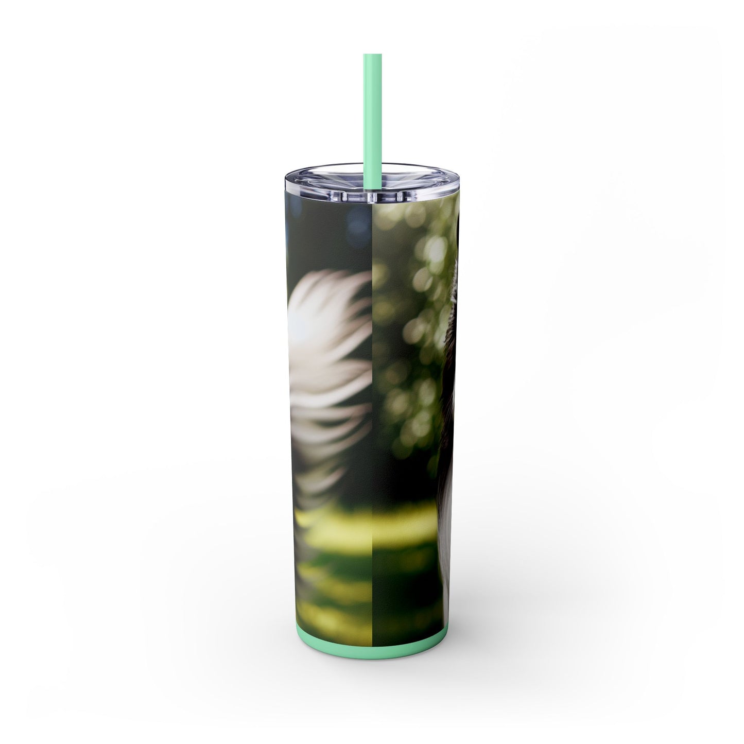 Border Collie Skinny Tumbler with Straw, 20oz