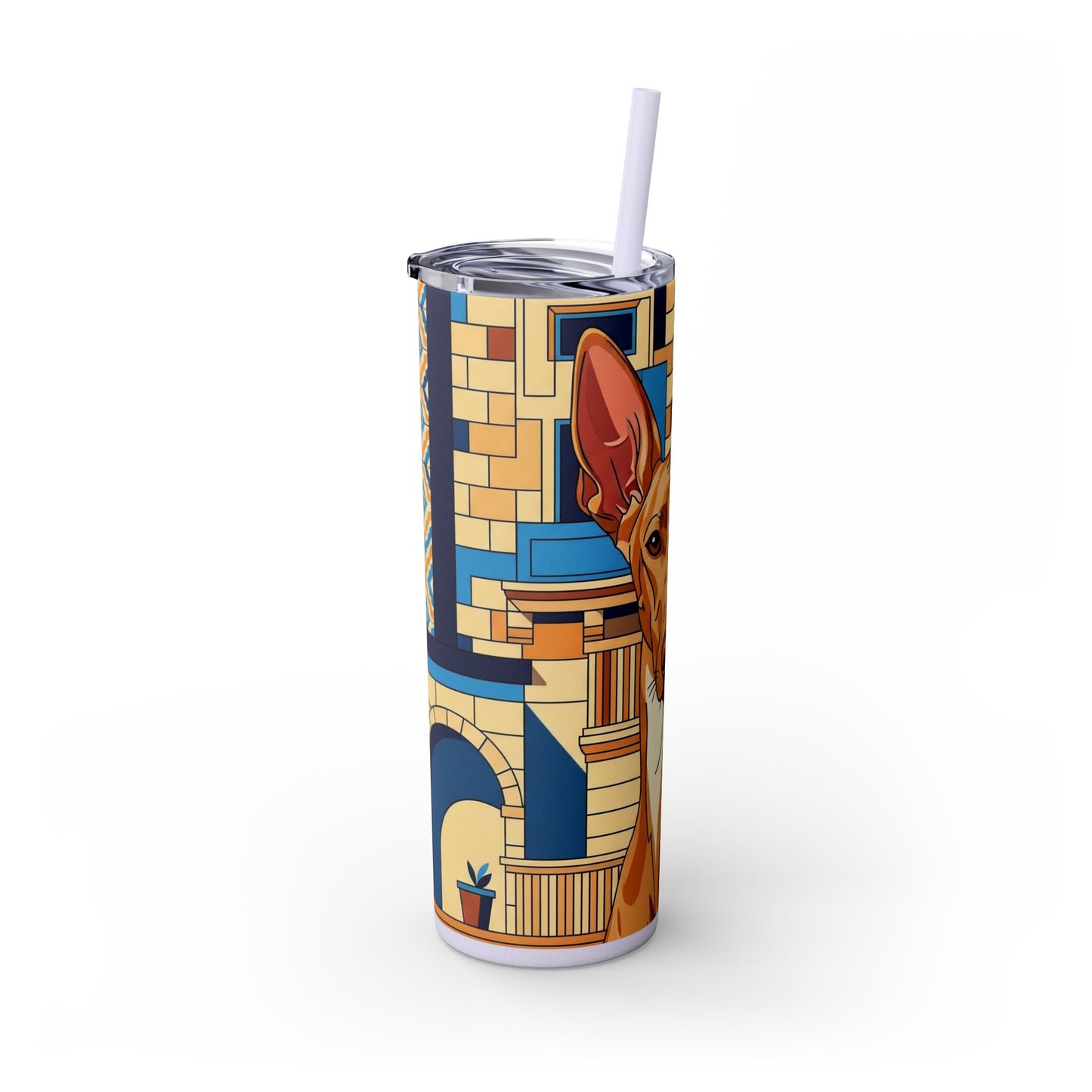 Pharaoh Hound Skinny Tumbler with Straw, 20oz