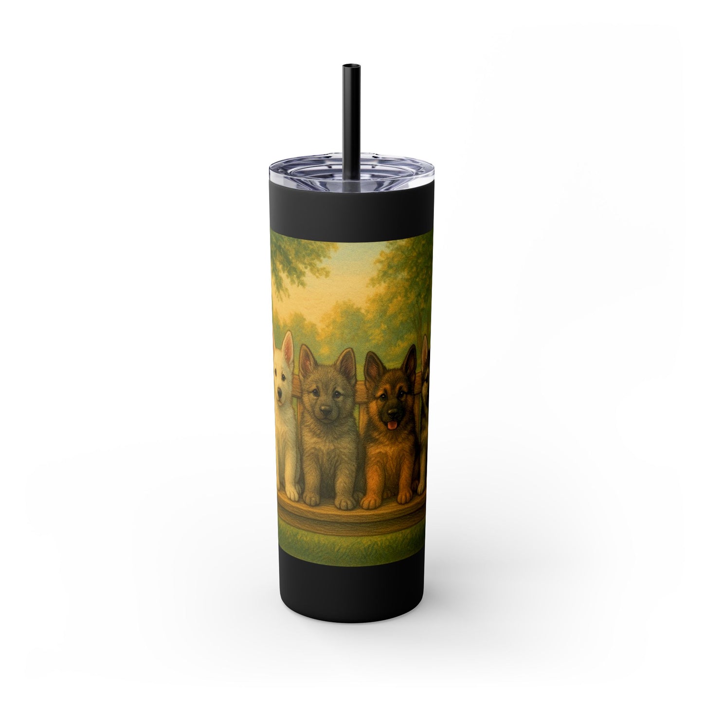 German Shepherd puppies Tumbler with Straw, 20oz