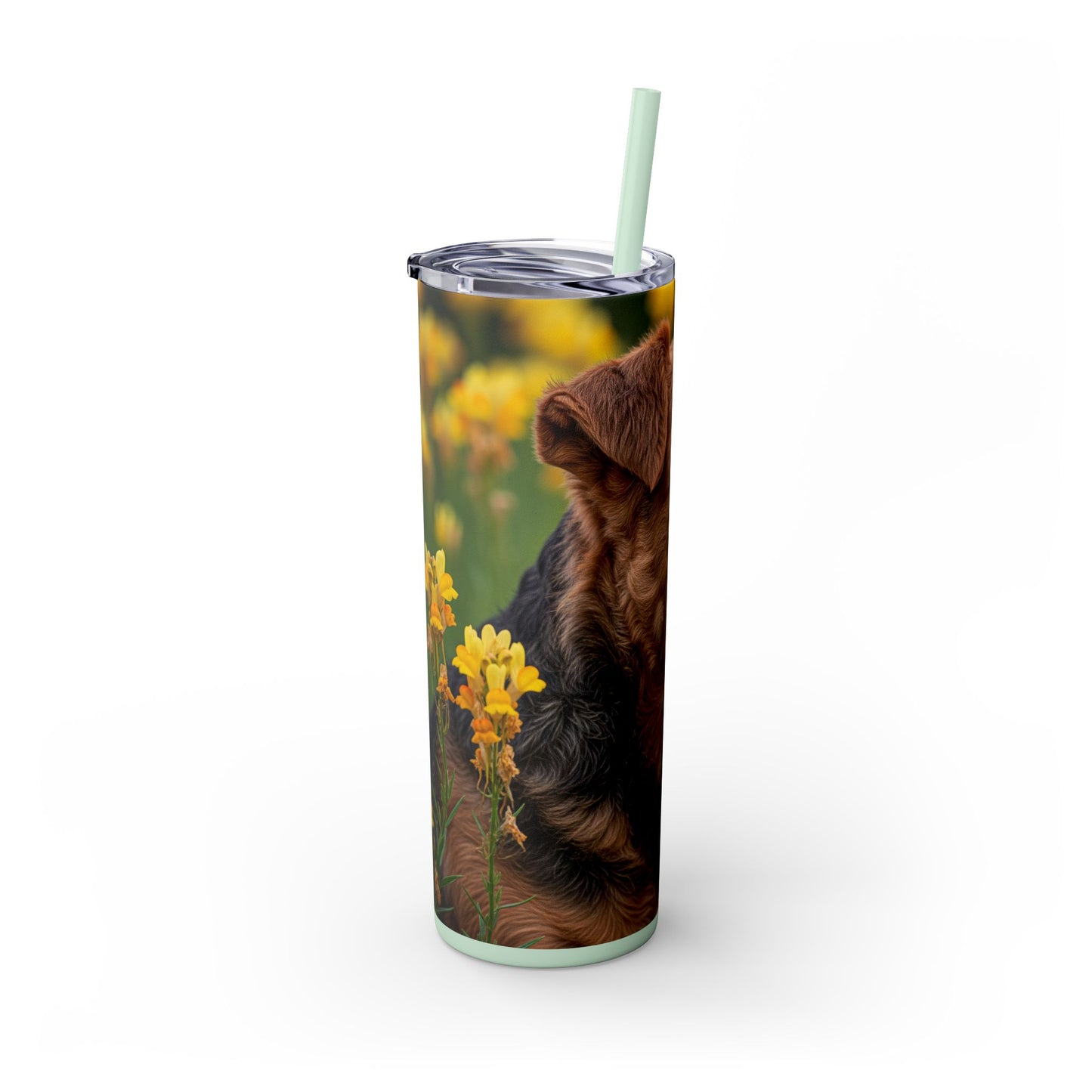 Welsh Terrier Skinny Tumbler with Straw, 20oz