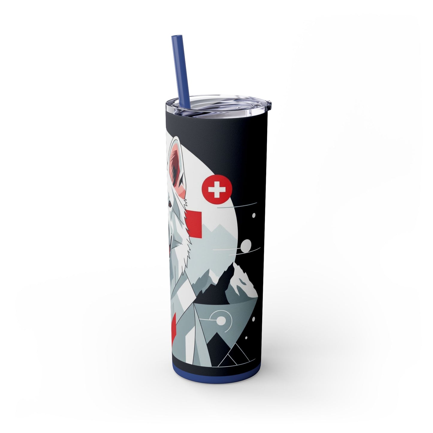 White Swiss Shepherd Dog Skinny Tumbler with Straw, 20oz