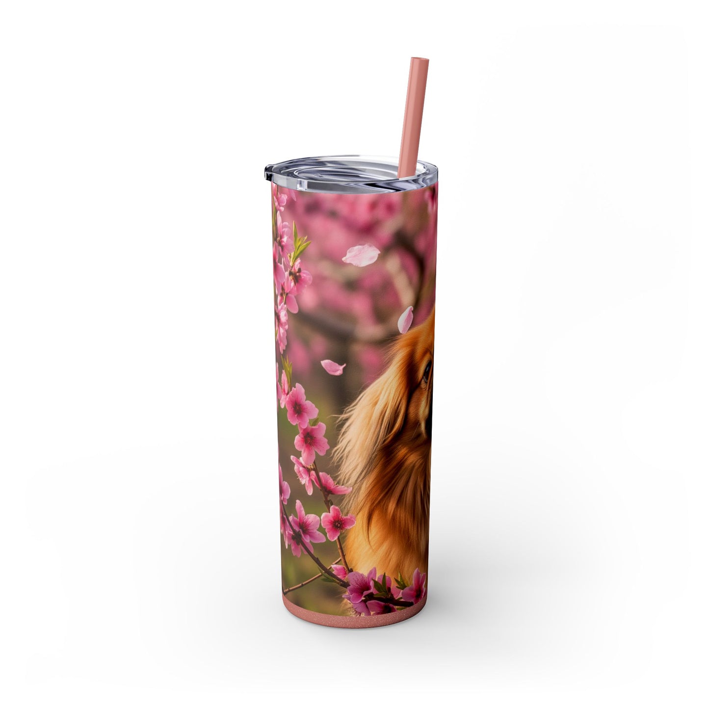 Pekingese Skinny Tumbler with Straw, 20oz