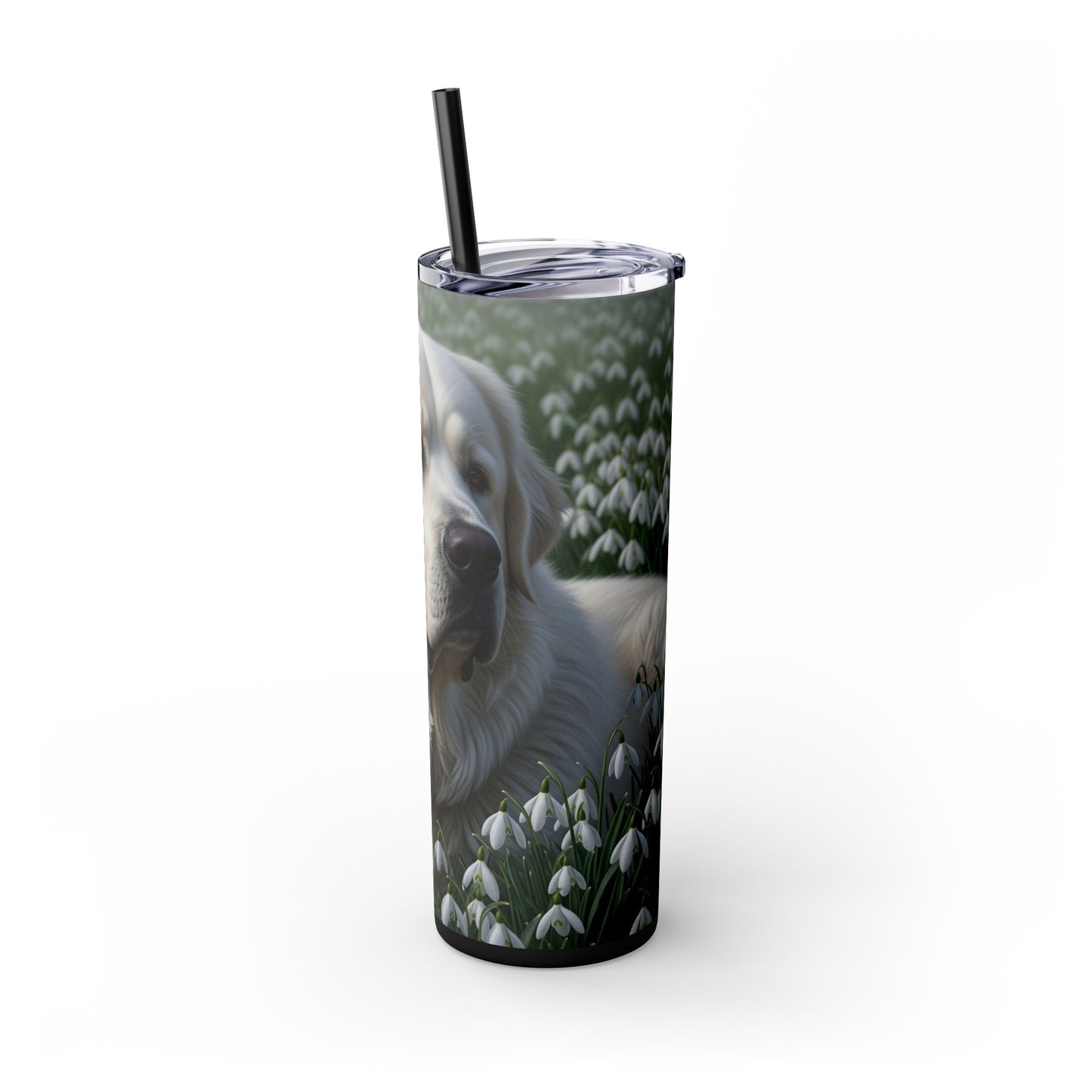 Pyrenean Mastiff Skinny Tumbler with Straw, 20oz