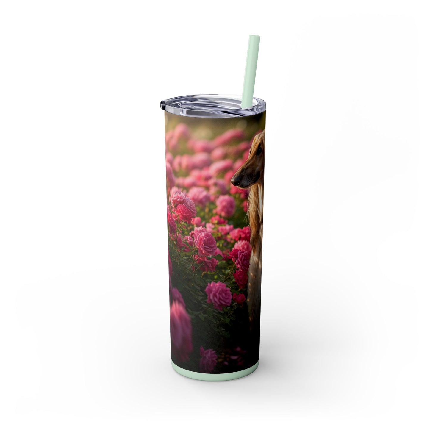 Afghan Hound Skinny Tumbler with Straw, 20oz
