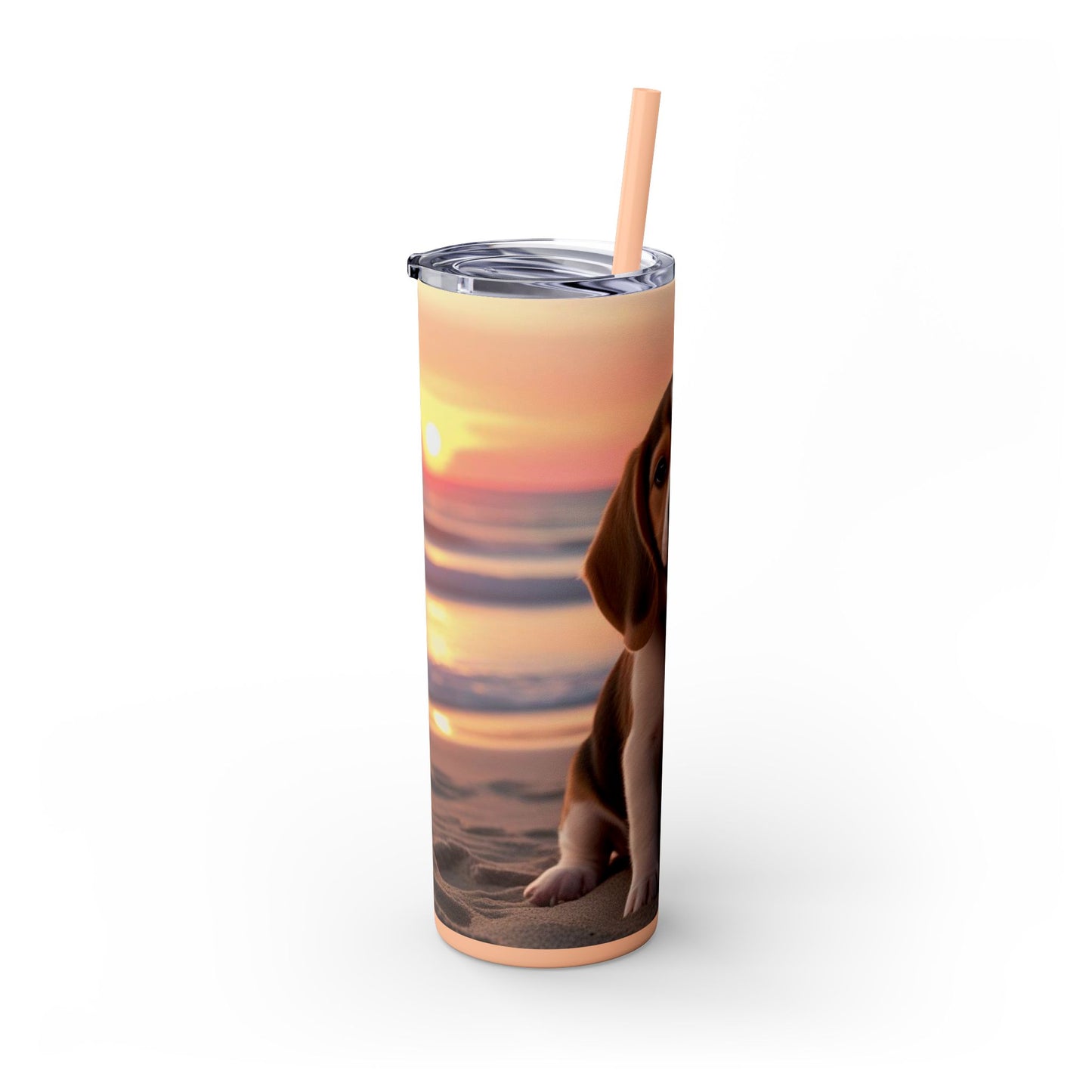 Beagle Love Skinny Tumbler with Straw, 20oz