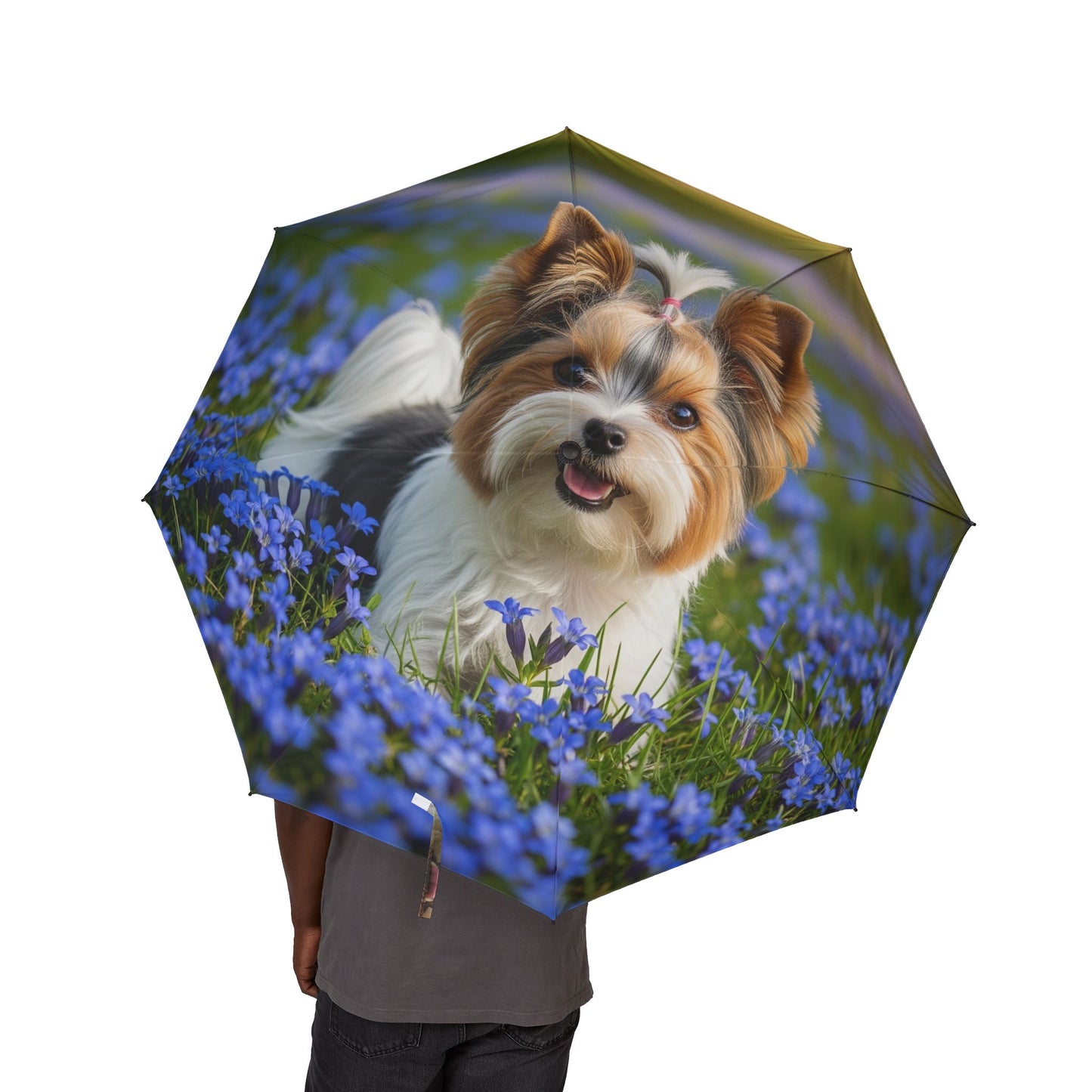 Biewer Terrier Semi-Automatic Foldable Umbrella