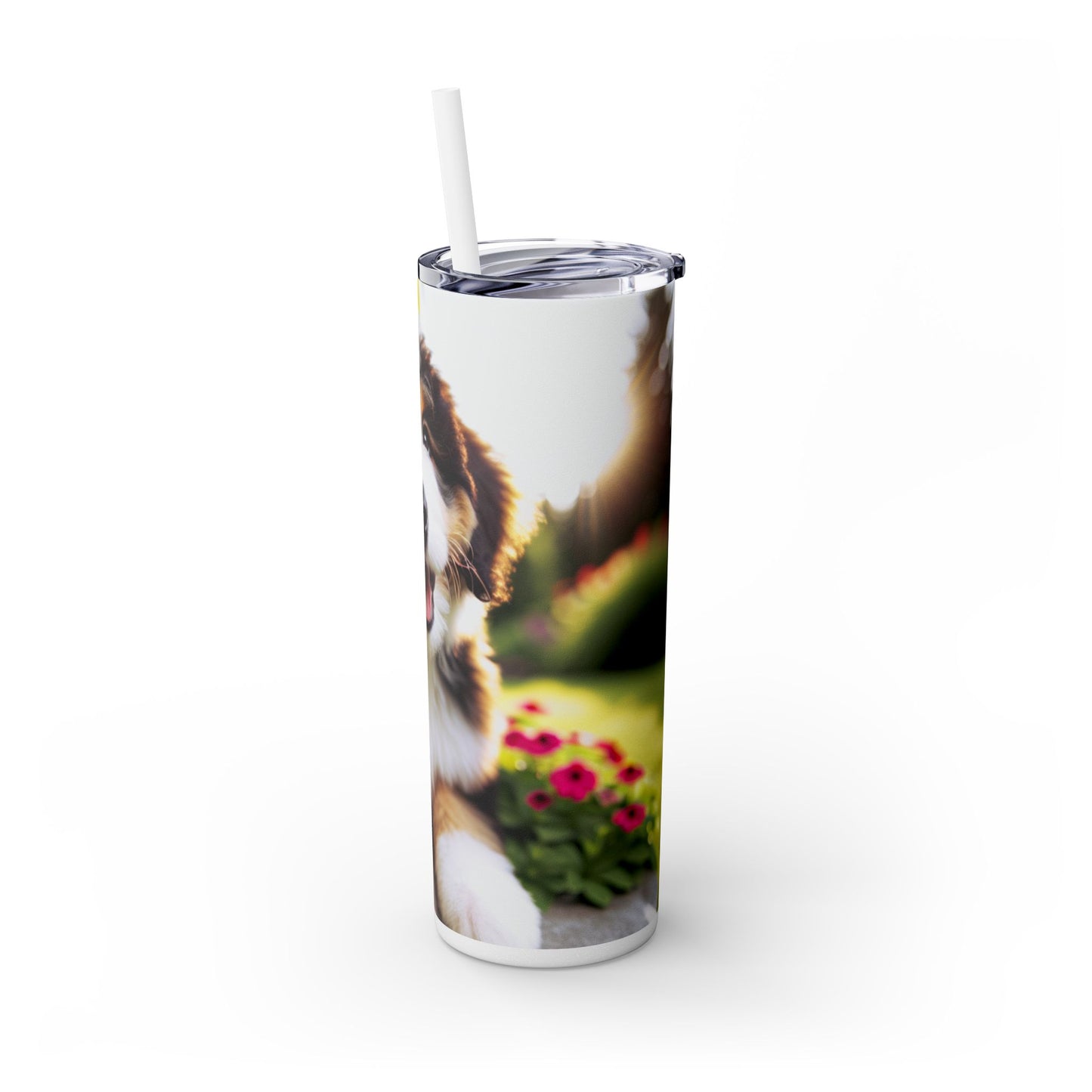 Bernedoodle Skinny Tumbler with Straw, 20oz