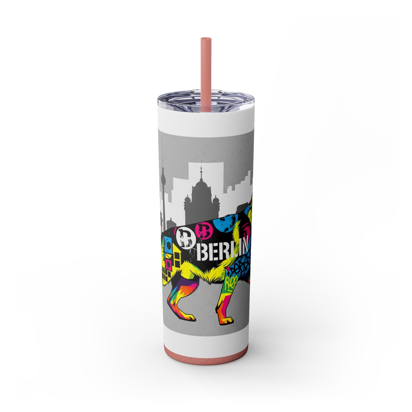 German Shepherd Skinny Tumbler with Straw, 20oz