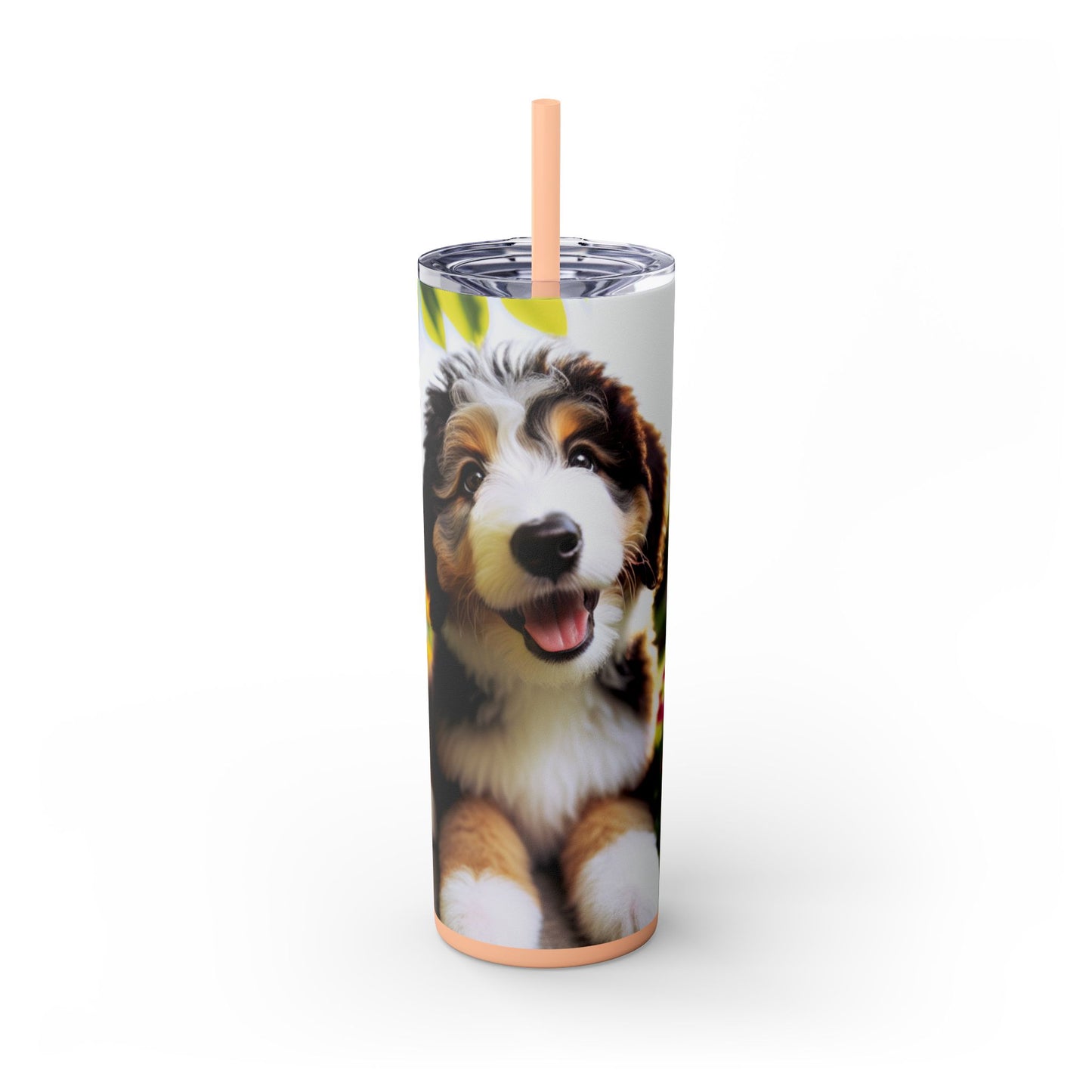 Bernedoodle Skinny Tumbler with Straw, 20oz
