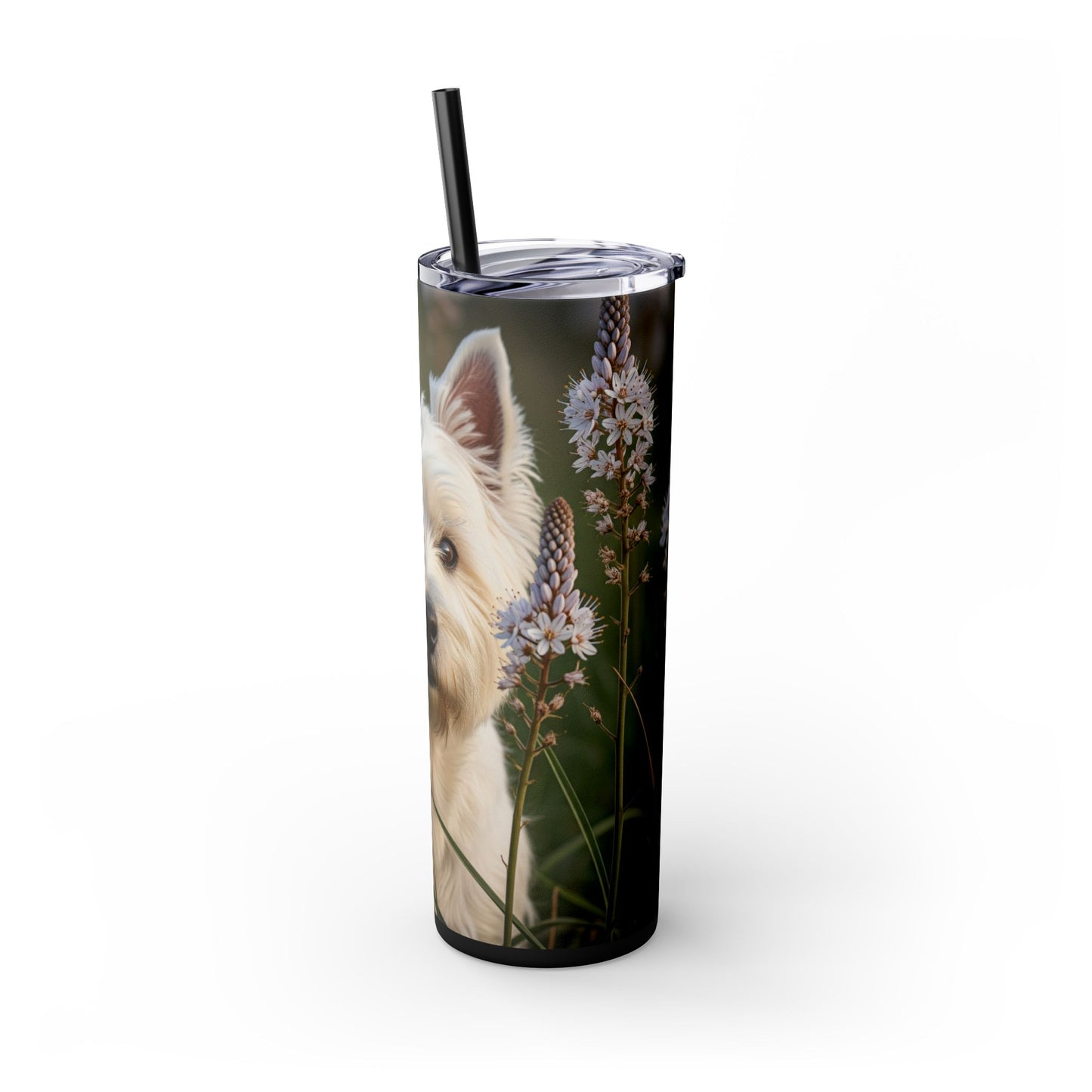 West Highland White Terrier Skinny Tumbler with Straw, 20oz