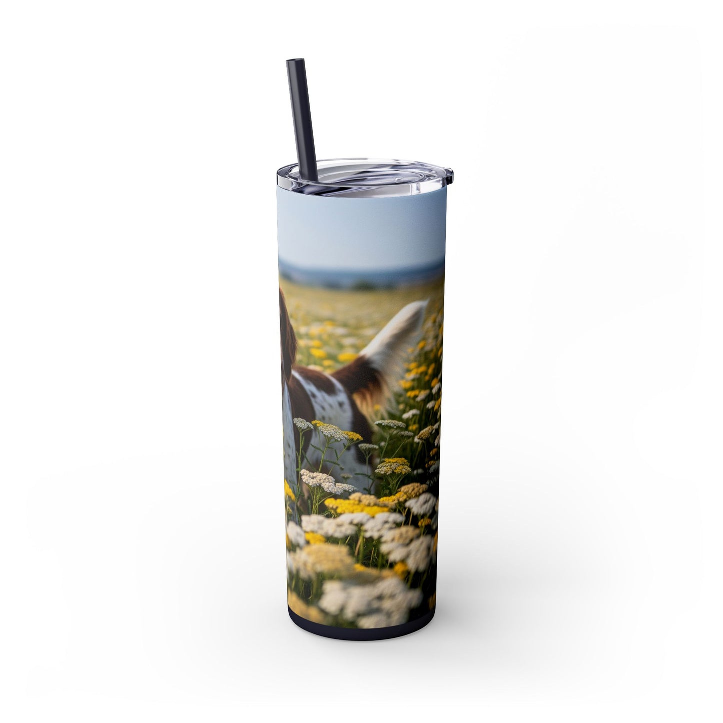 Drentsche Patrijshond Skinny Tumbler with Straw, 20oz