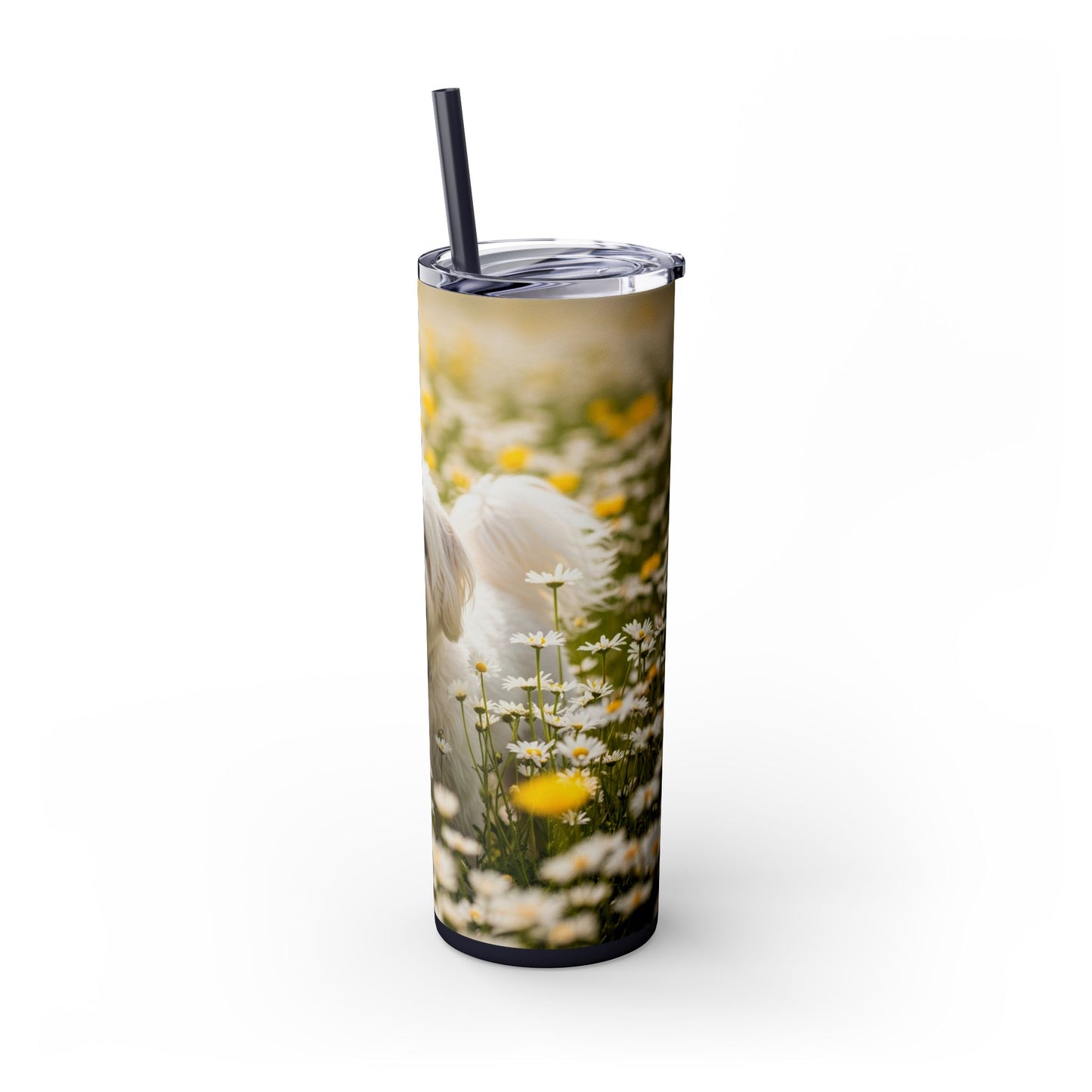 Lowchen Skinny Tumbler with Straw, 20oz