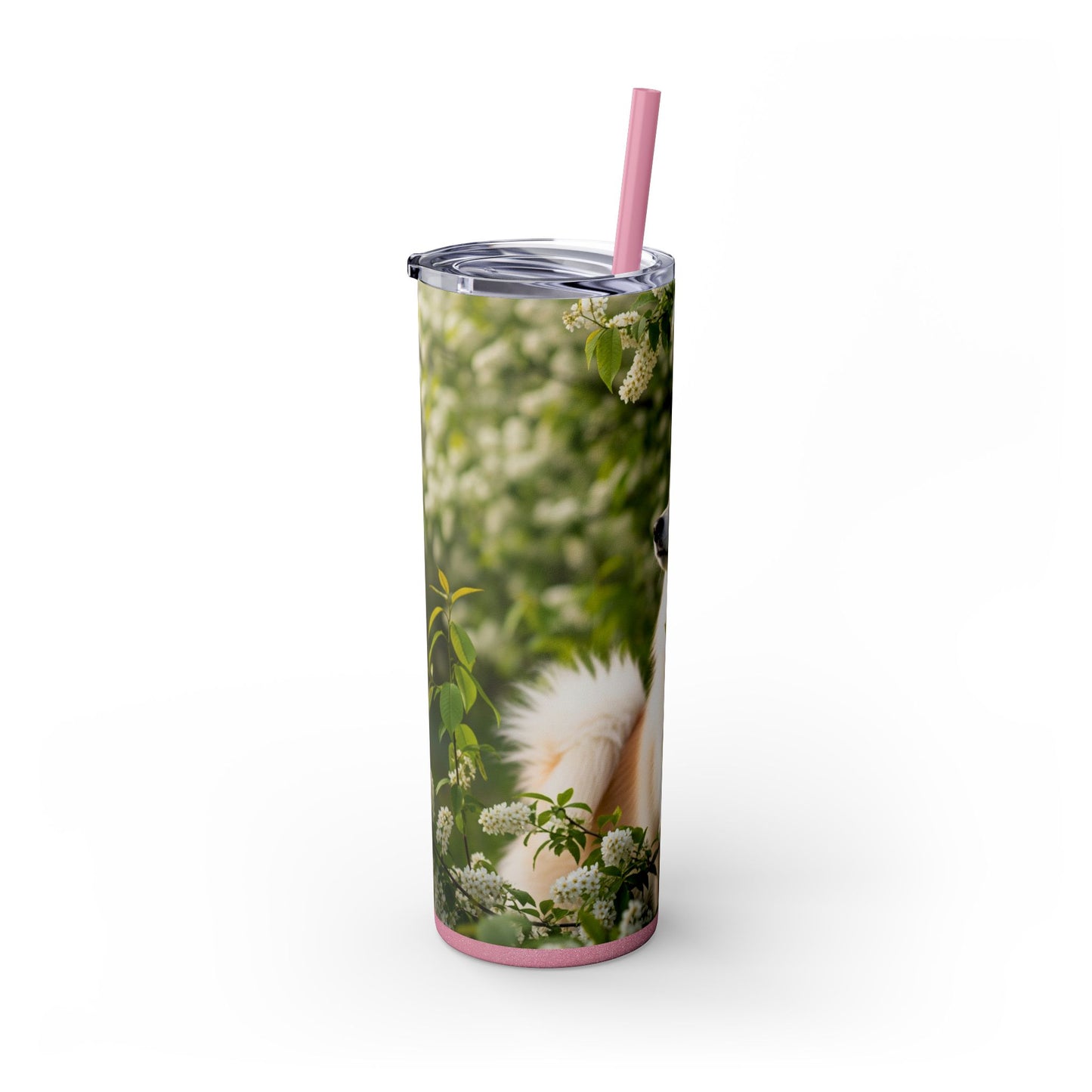 Finnish Spitz Skinny Tumbler with Straw, 20oz