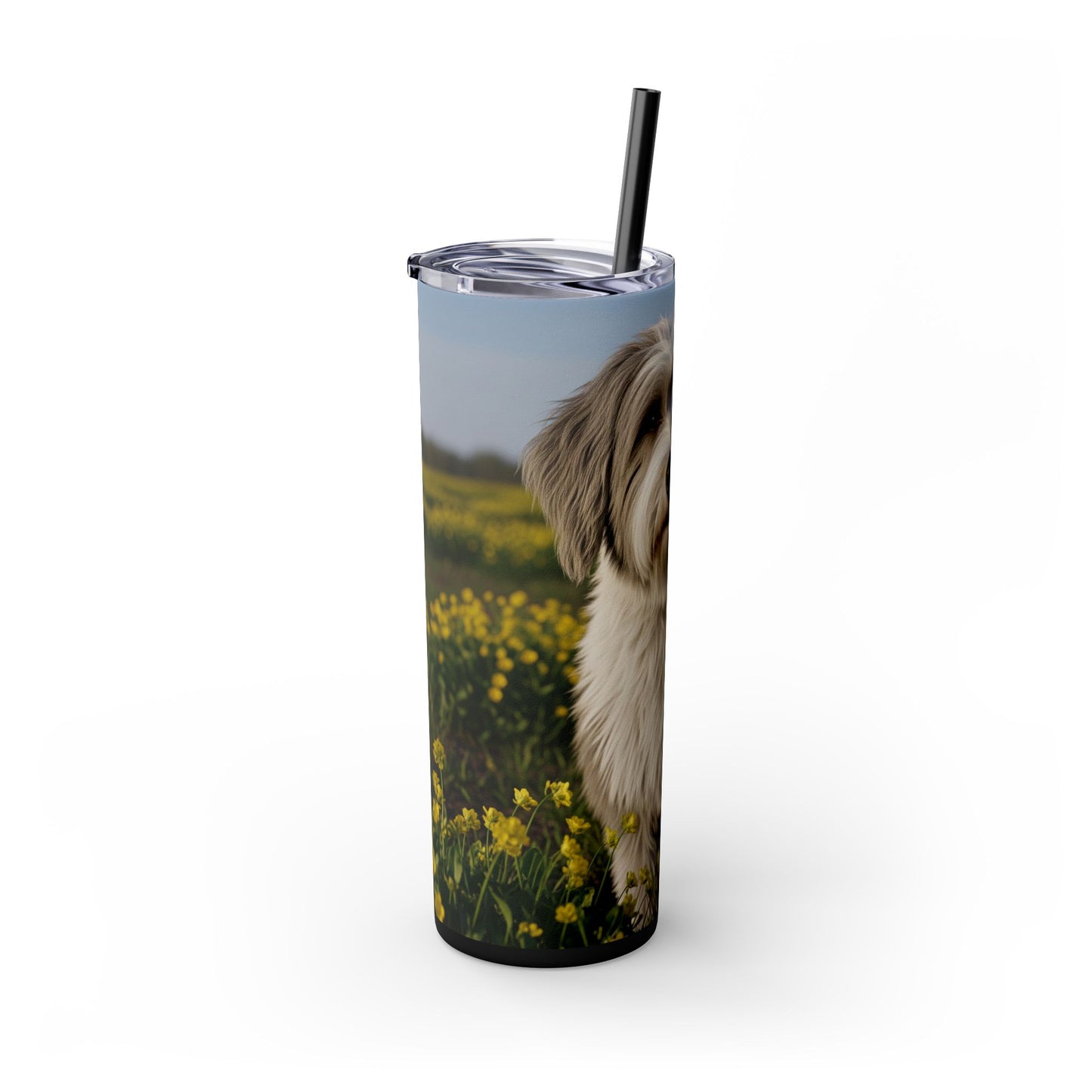 Polish Lowland Sheepdog Skinny Tumbler with Straw, 20oz