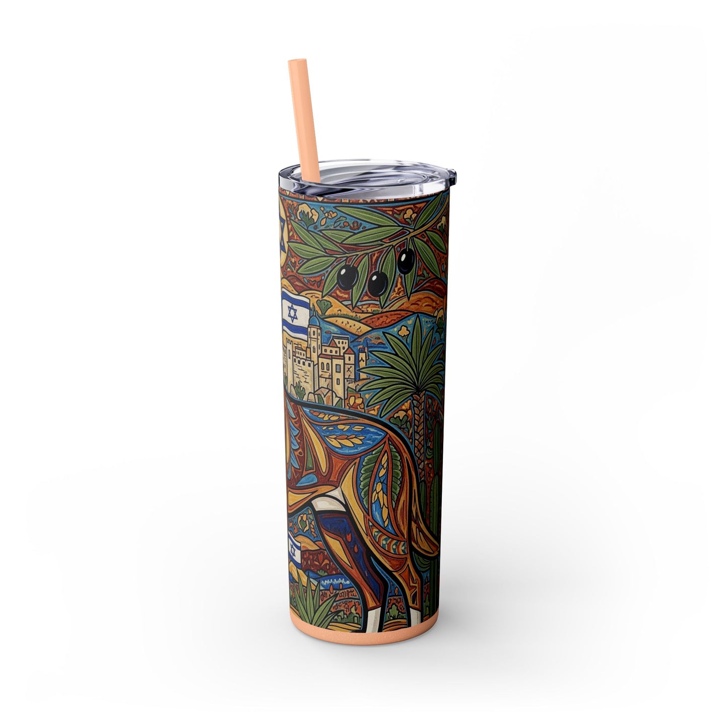 Canaan Dog Skinny Tumbler with Straw, 20oz