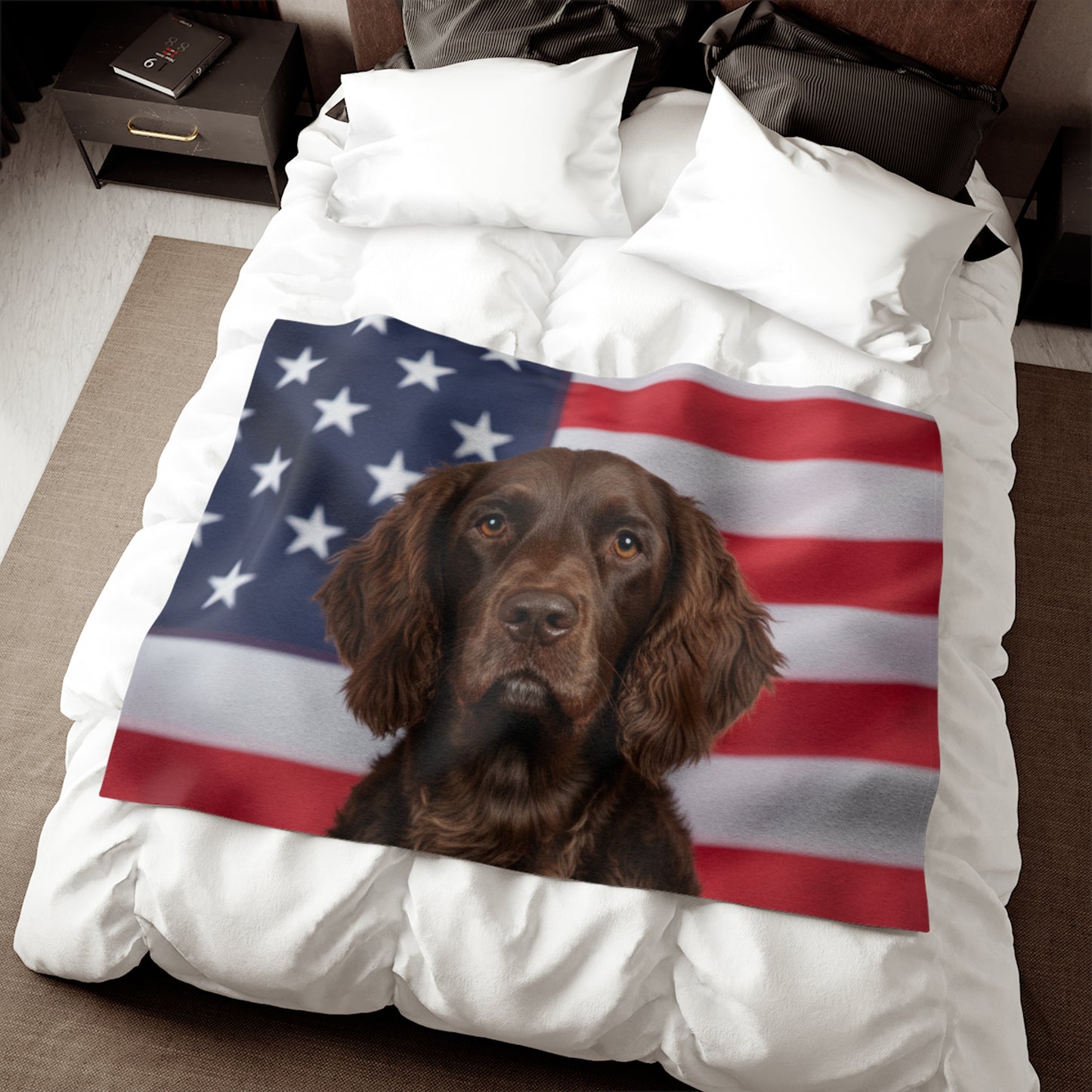 American Water Spaniel Patriotic Blanket