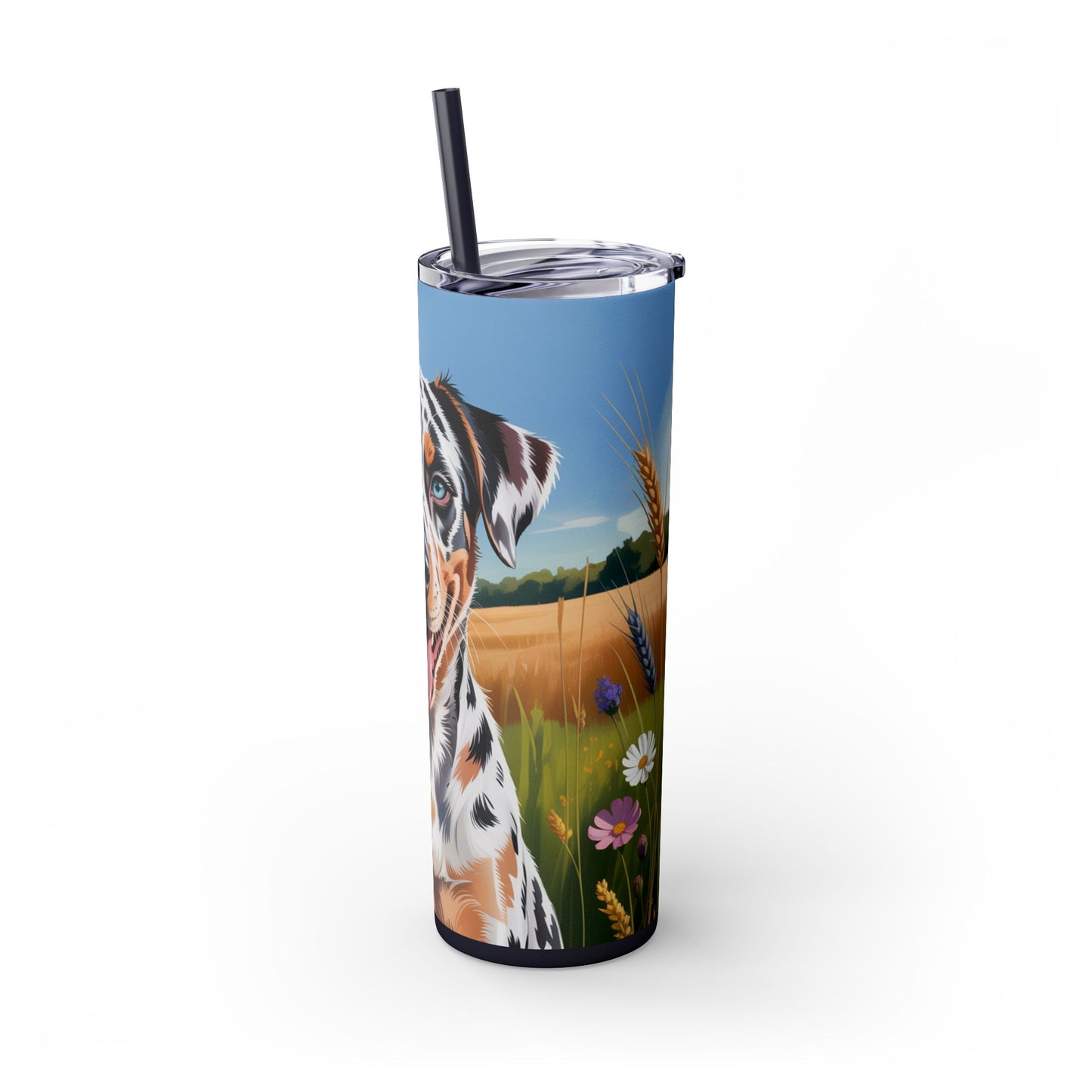 Catahoula Leopard Dog Skinny Tumbler with Straw, 20oz