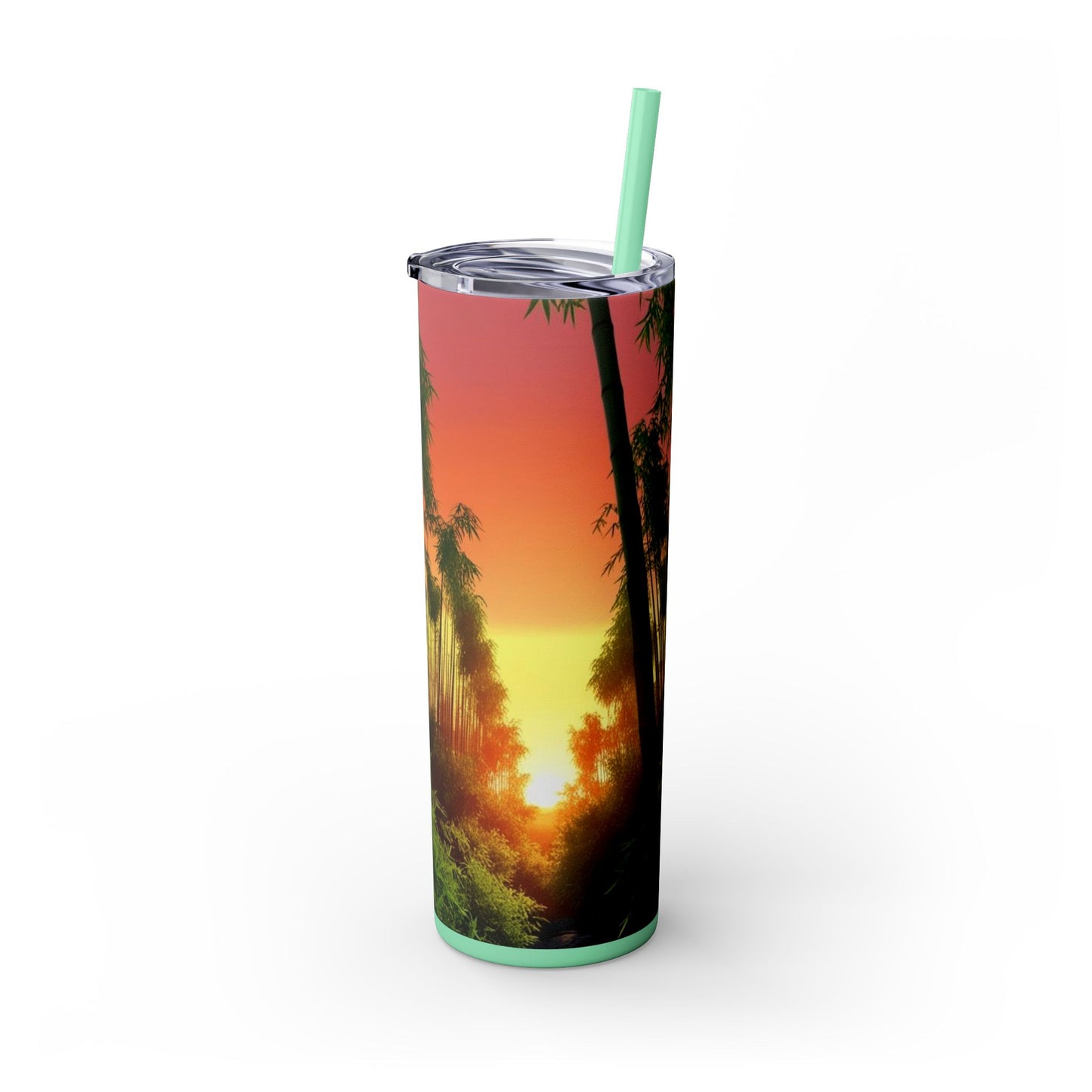 Bamboo Forest Sunrise Skinny Tumbler with Straw, 20oz