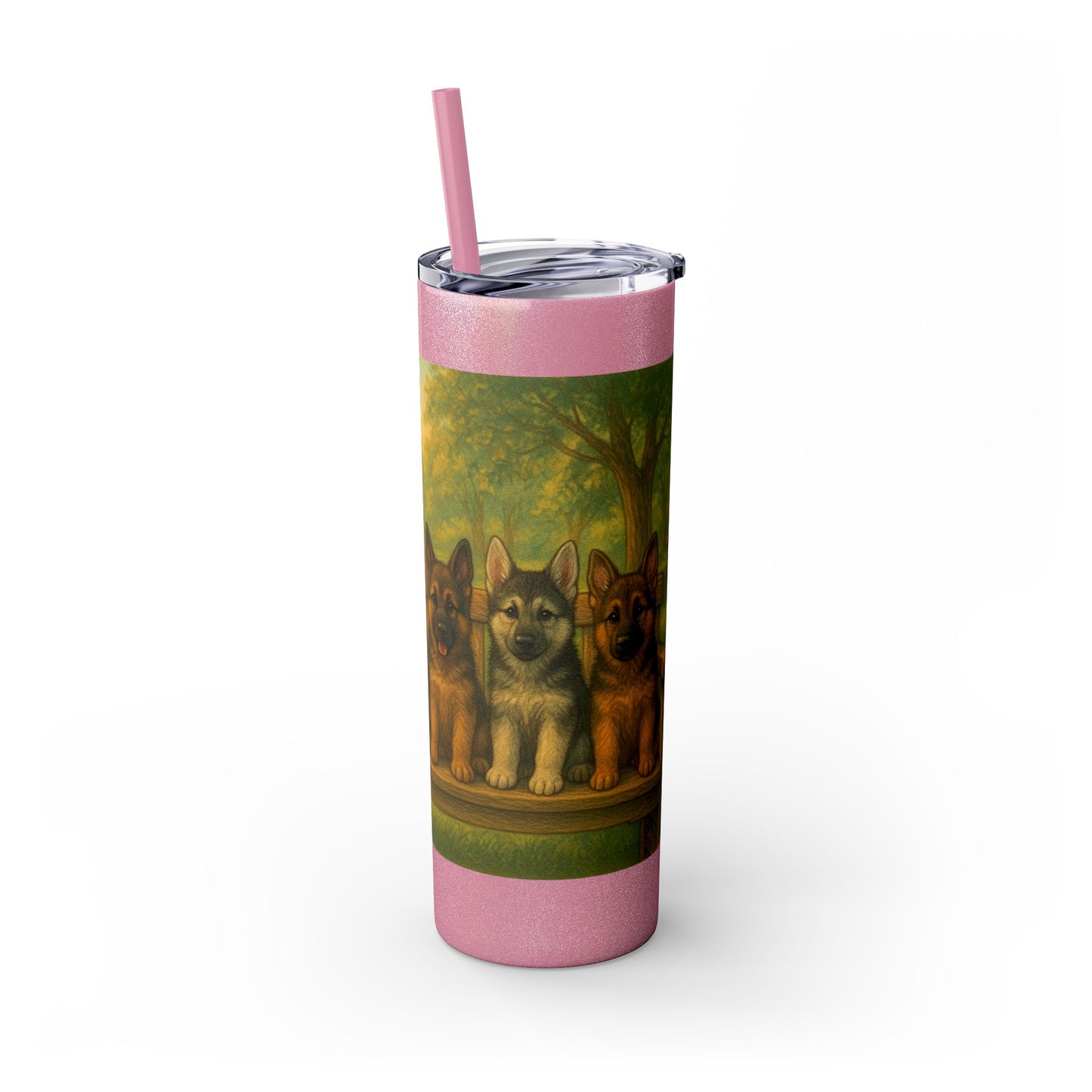 German Shepherd puppies Tumbler with Straw, 20oz