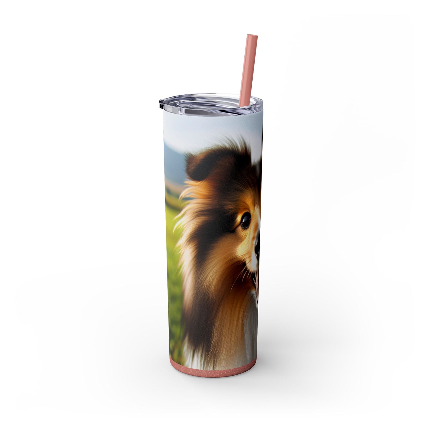 Shetland Sheepdog Skinny Tumbler with Straw, 20oz