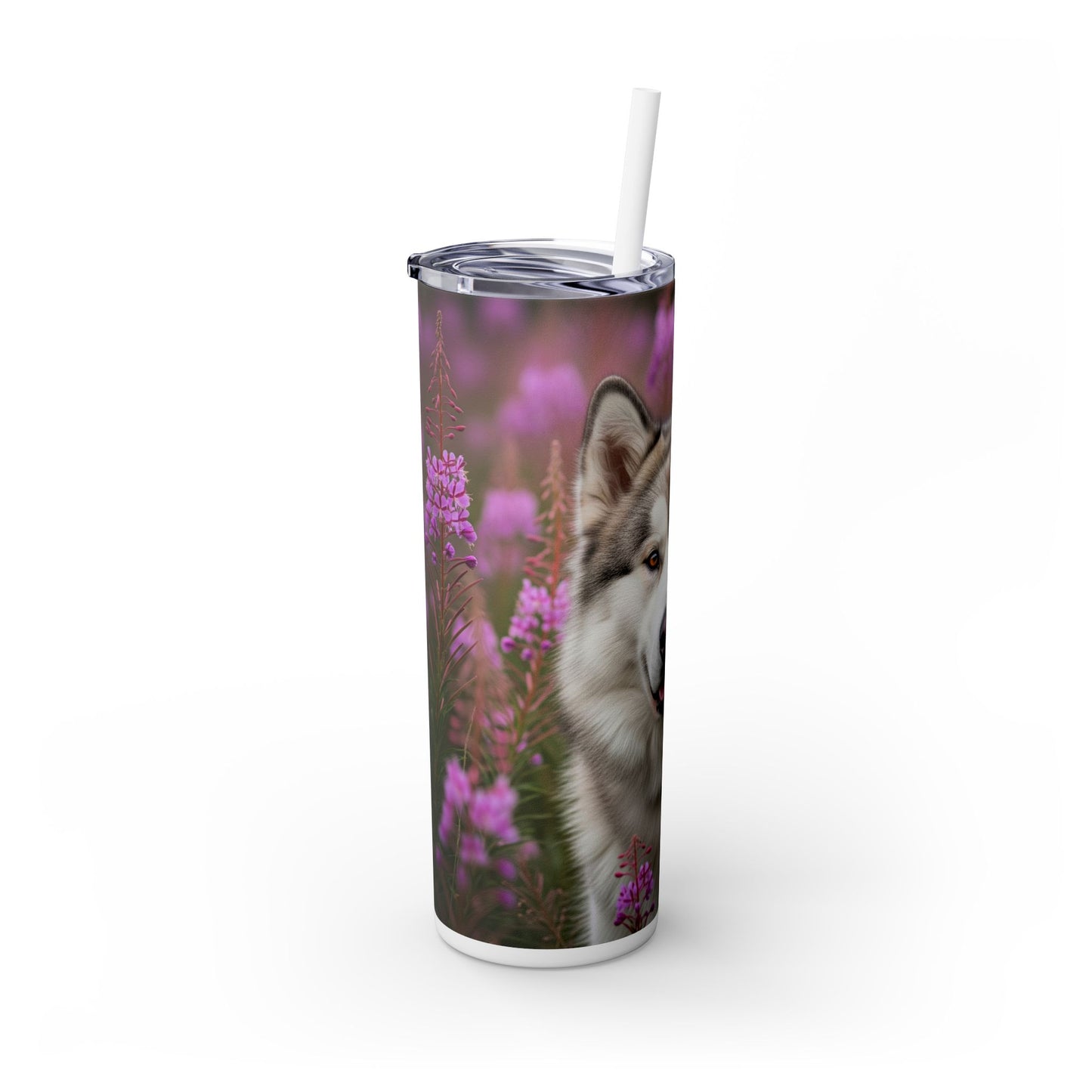 Alaskan Malamute Skinny Tumbler with Straw, 20oz