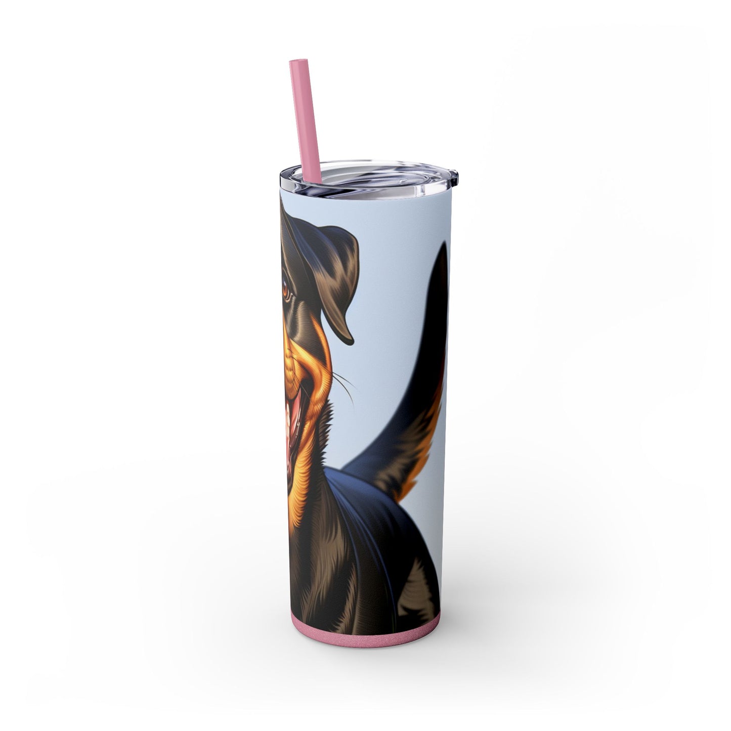 Rottweiler Skinny Tumbler with Straw, 20oz