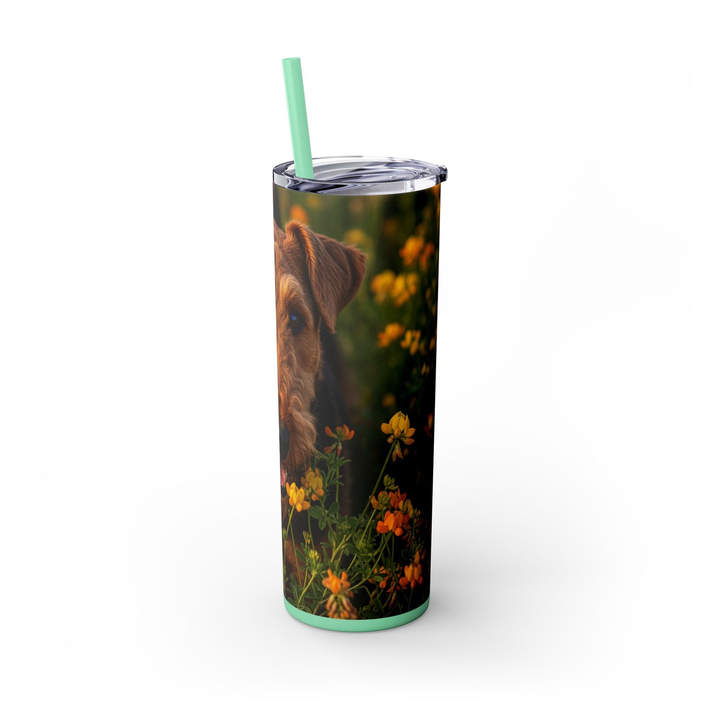 Airedale Terrier Skinny Tumbler with Straw, 20oz