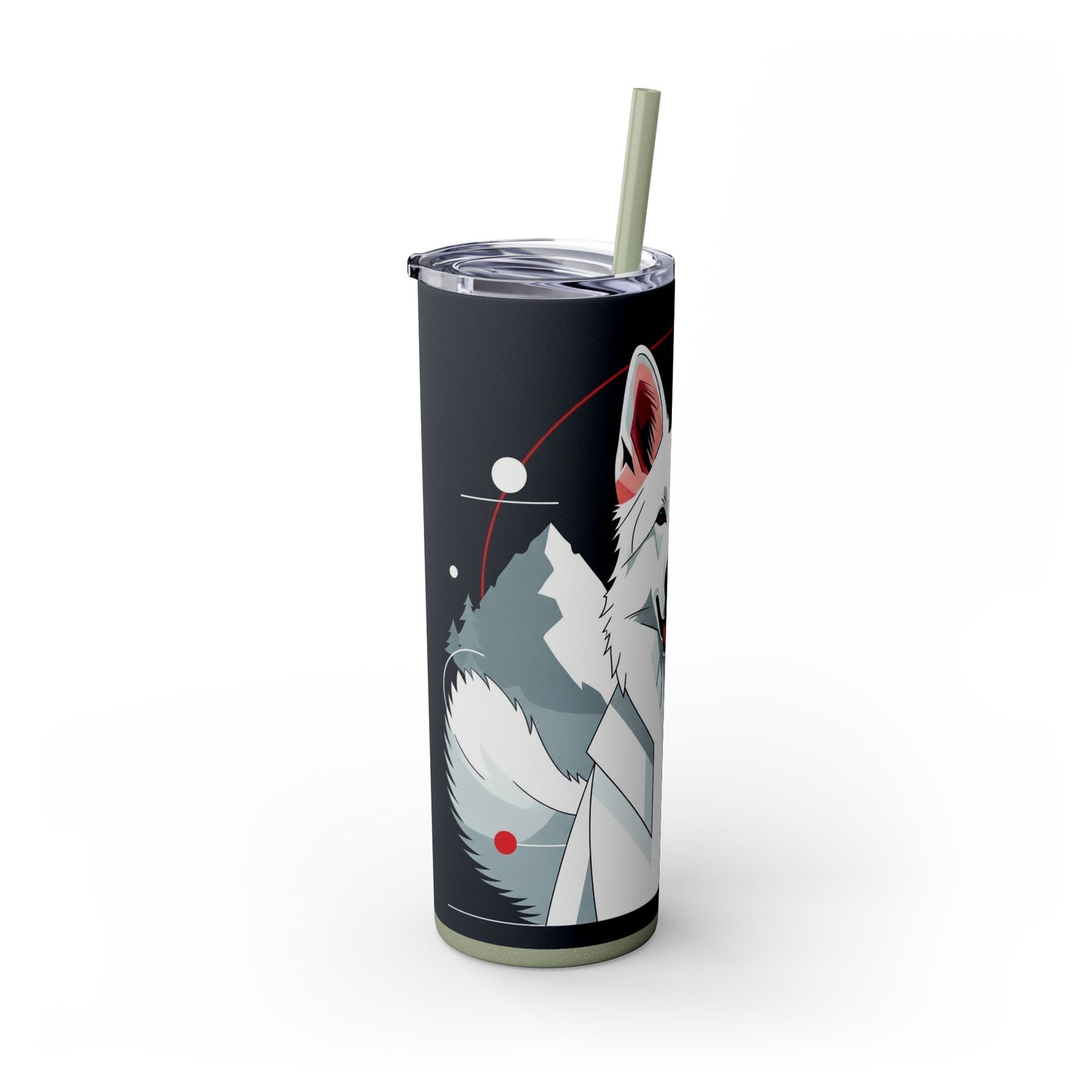 White Swiss Shepherd Dog Skinny Tumbler with Straw, 20oz