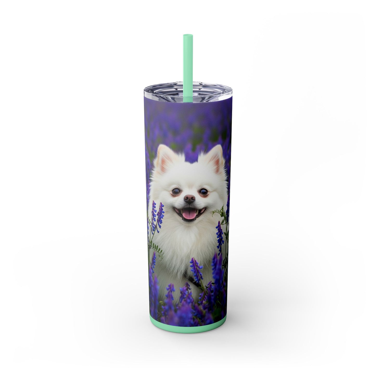 Pomeranian Skinny Tumbler with Straw, 20oz