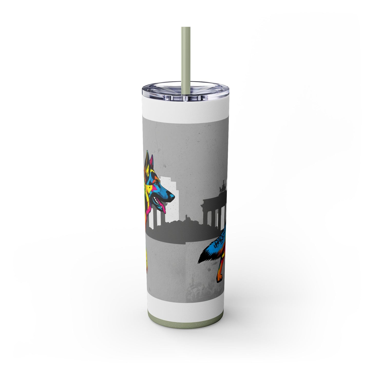 German Shepherd Skinny Tumbler with Straw, 20oz