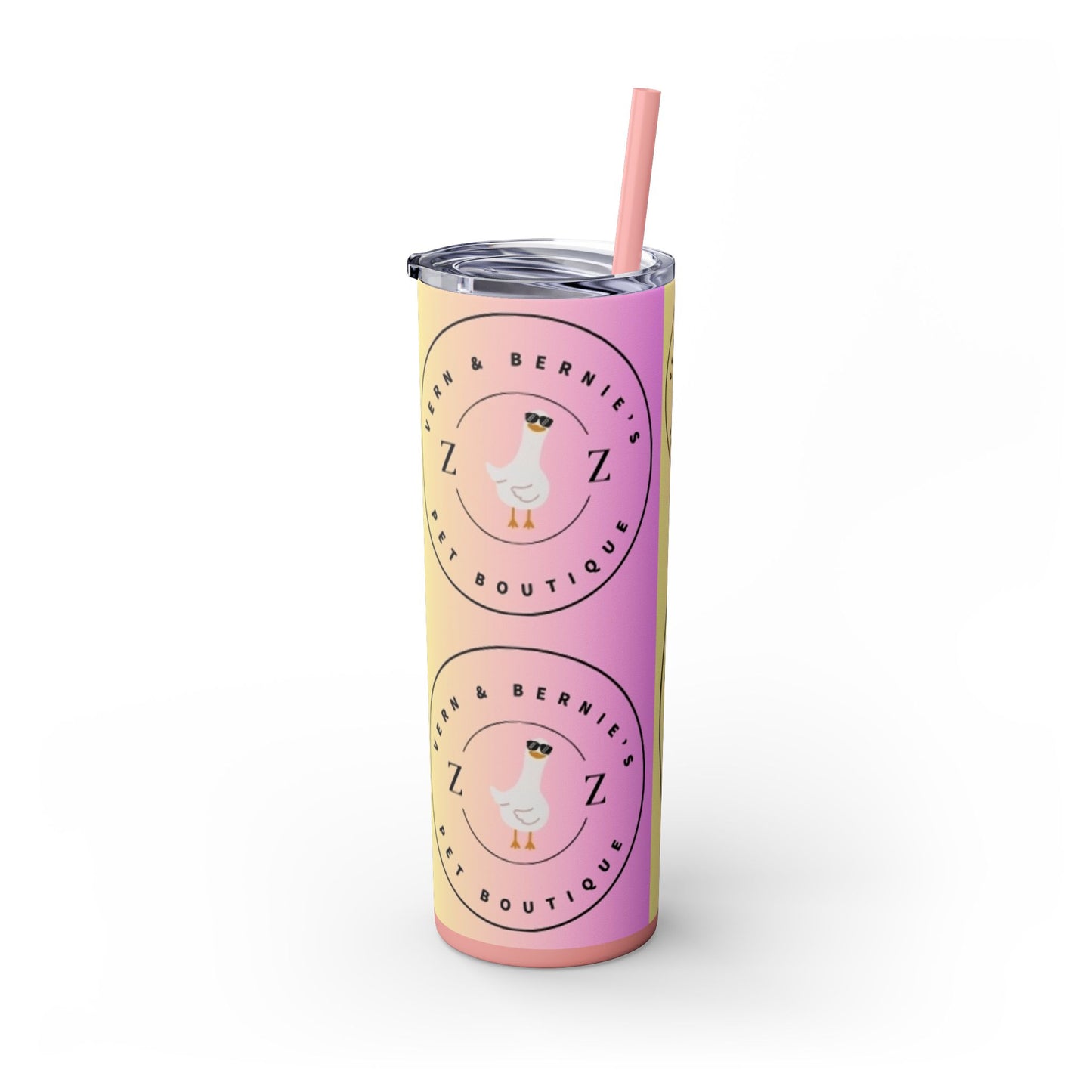 Vern and Bernie's Skinny Tumbler with Straw, 20oz