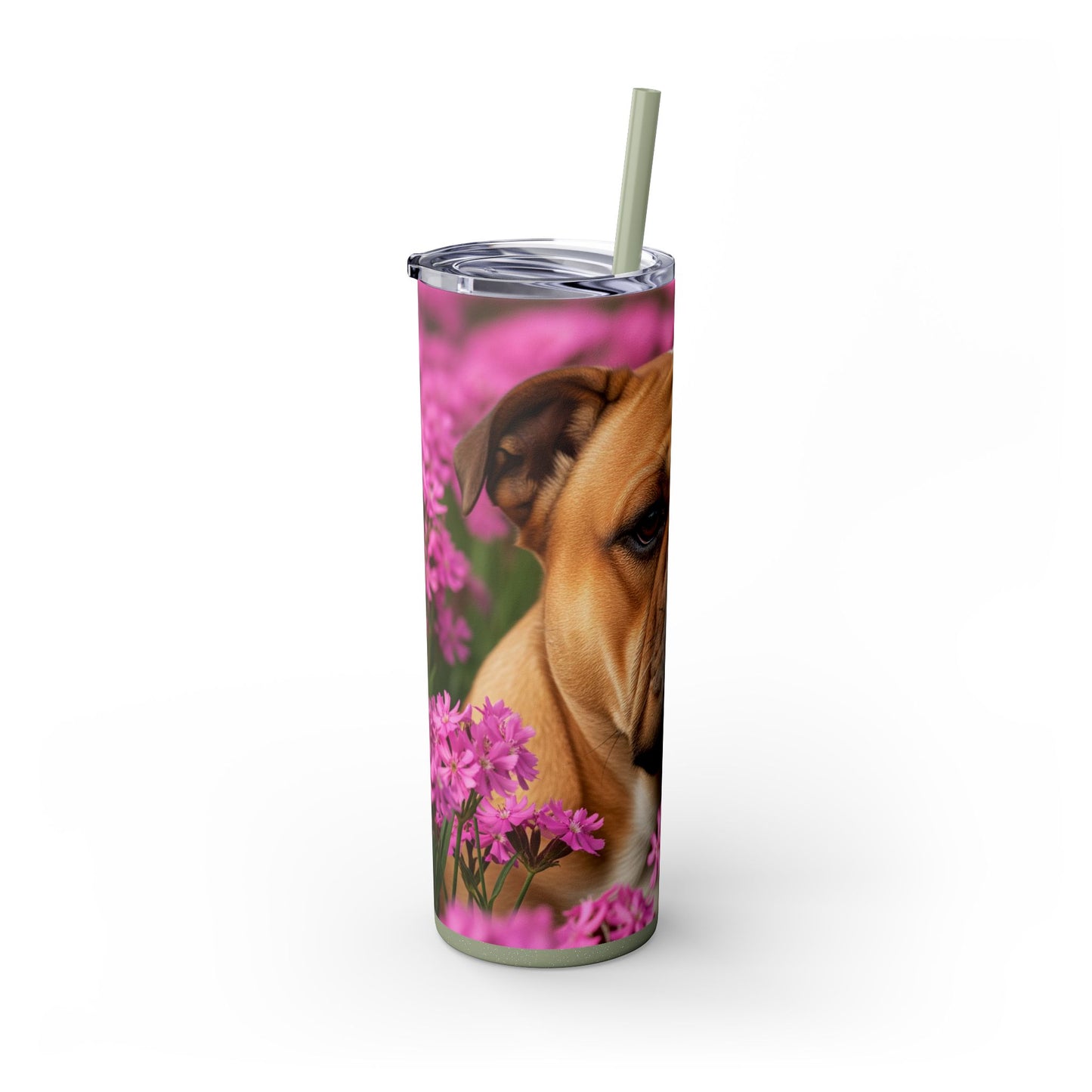 Bulldog Skinny Tumbler with Straw, 20oz