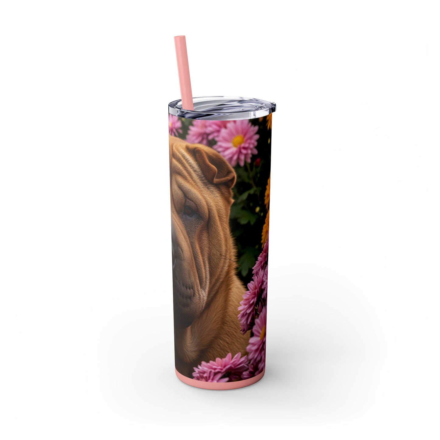 Shar-Pei Skinny Tumbler with Straw, 20oz