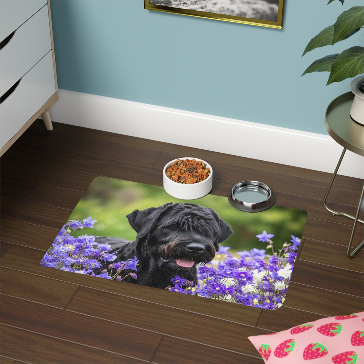 Pet Food Mat (12x18) - Black Russian Terrier