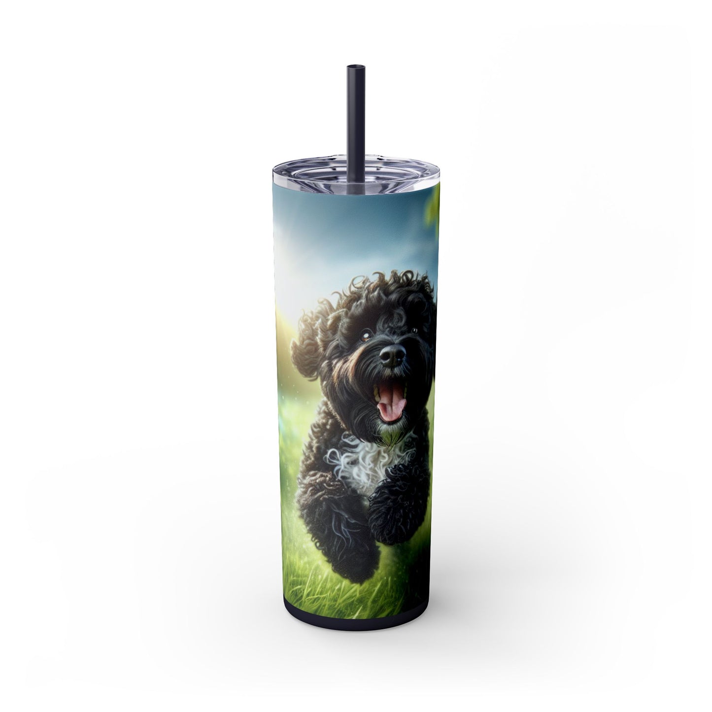 Portuguese Water Dog Skinny Tumbler with Straw, 20oz
