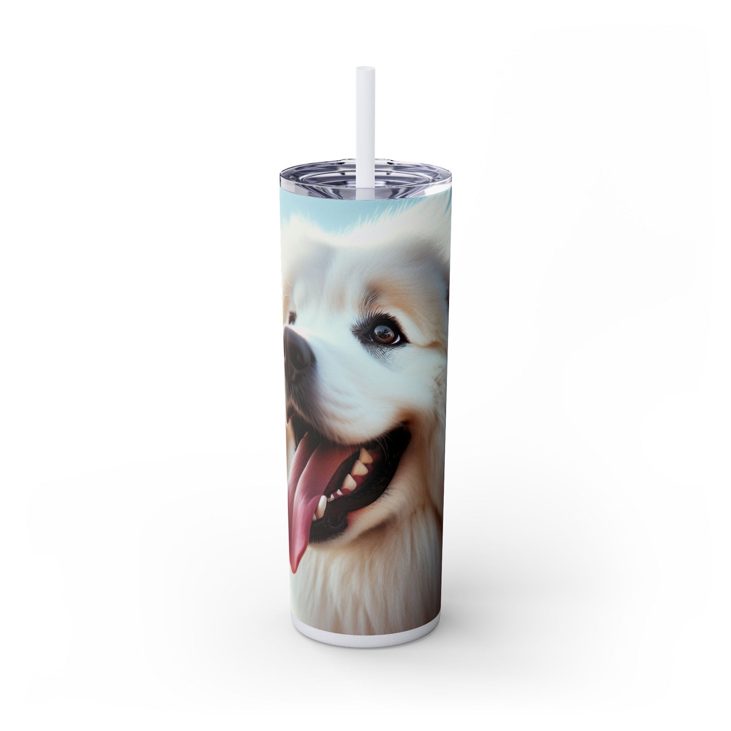 Pyrenean Mountain Dog Skinny Tumbler with Straw, 20oz