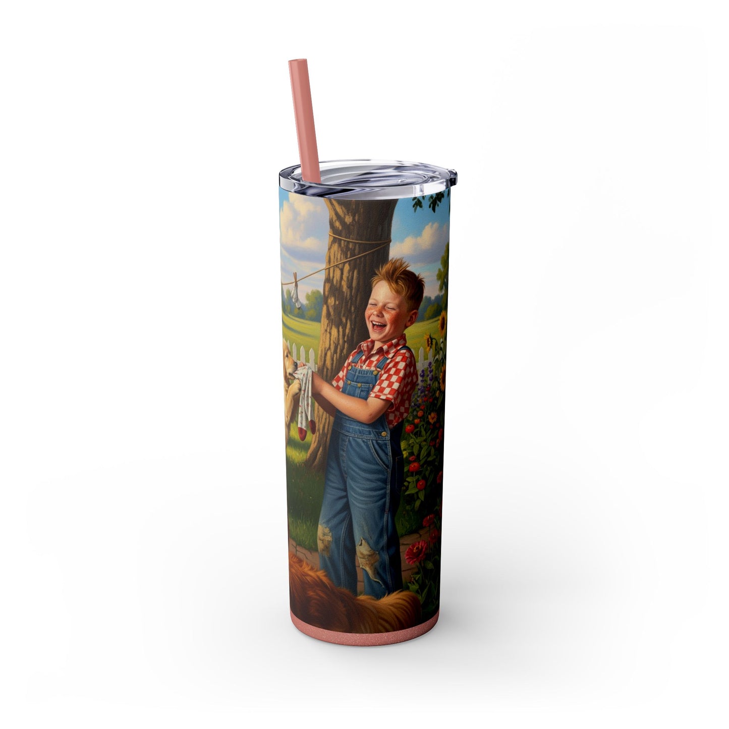 Golden Retriever Skinny Tumbler with Straw, 20oz