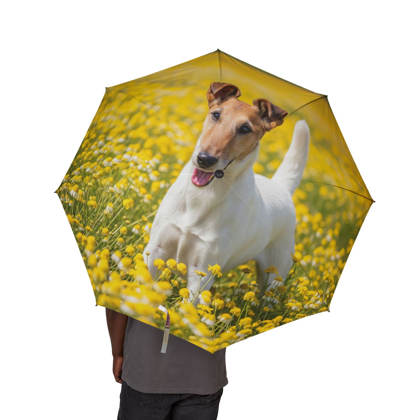 Smooth Fox Terrier Semi-Automatic Foldable Umbrella