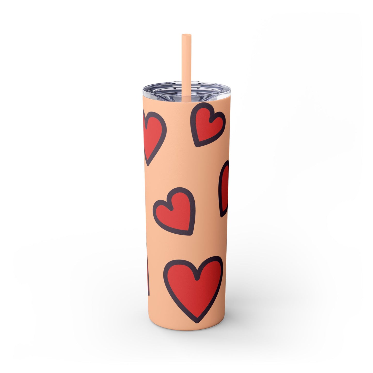 Hearts Skinny Tumbler with Straw, 20oz