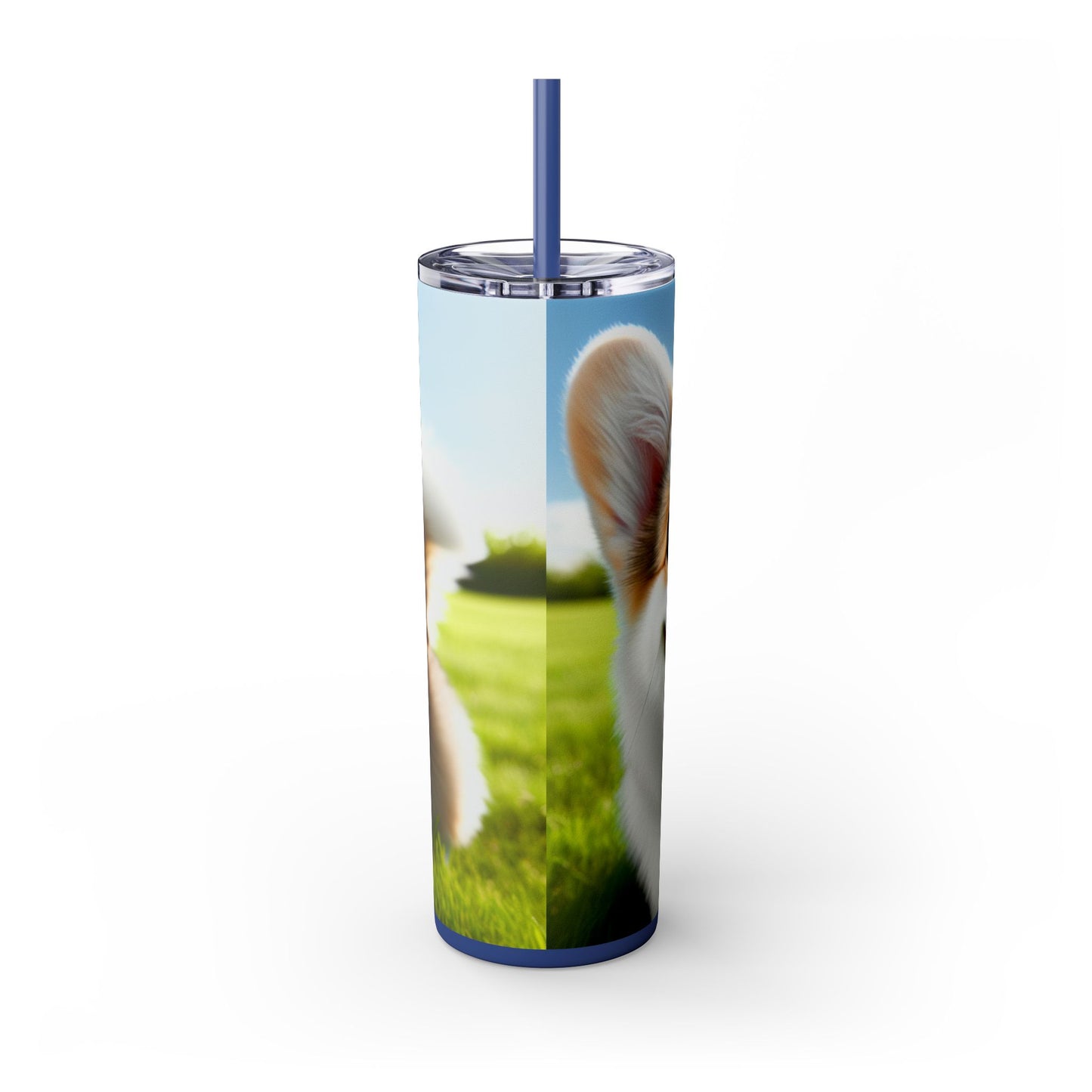 Welsh Corgi Cardigan Skinny Tumbler with Straw, 20oz
