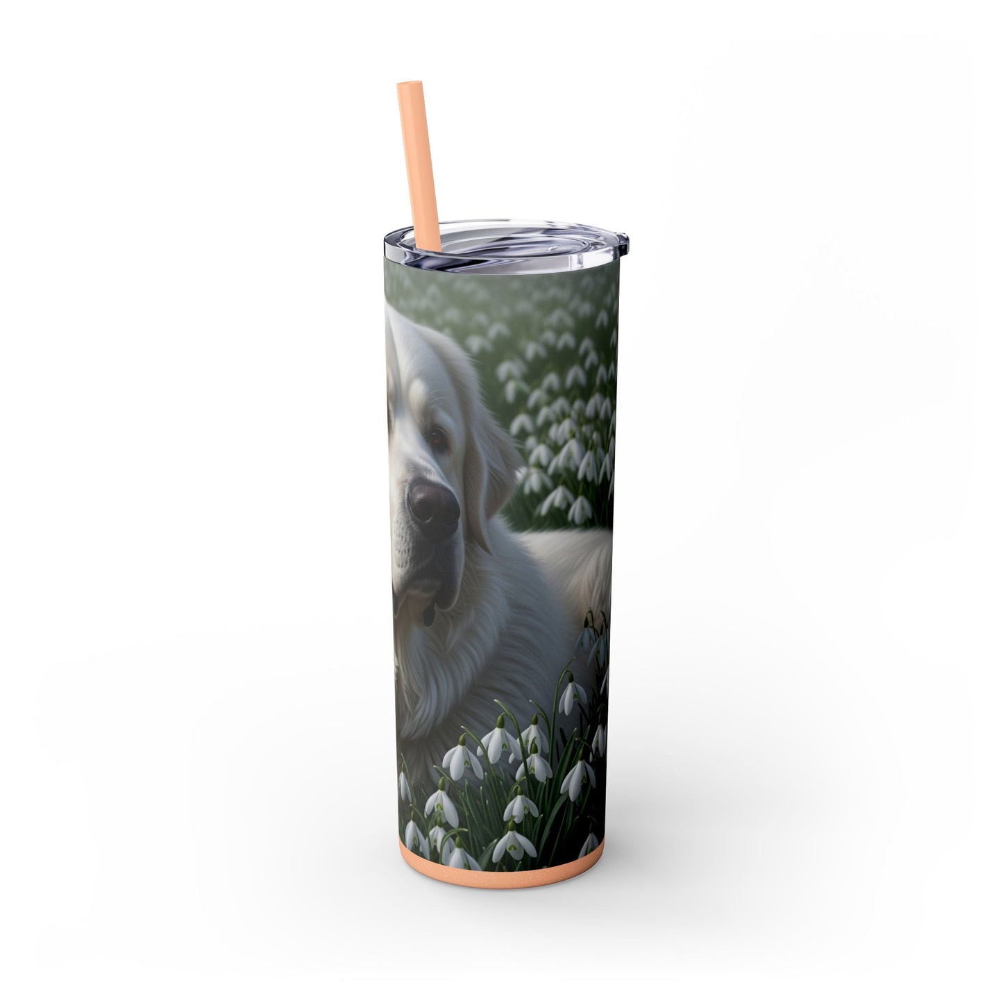 Pyrenean Mastiff Skinny Tumbler with Straw, 20oz