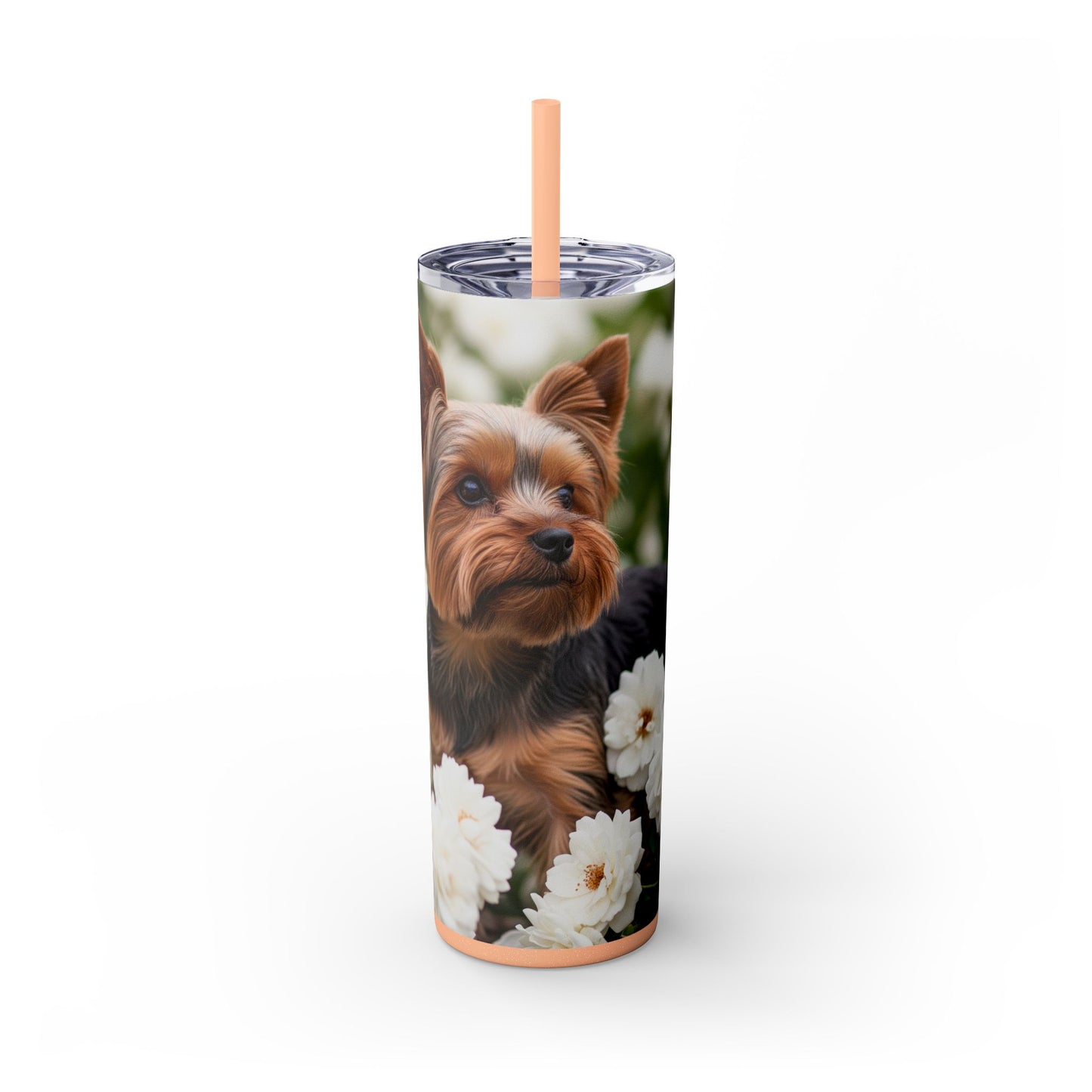 Yorkshire Terrier Skinny Tumbler with Straw, 20oz