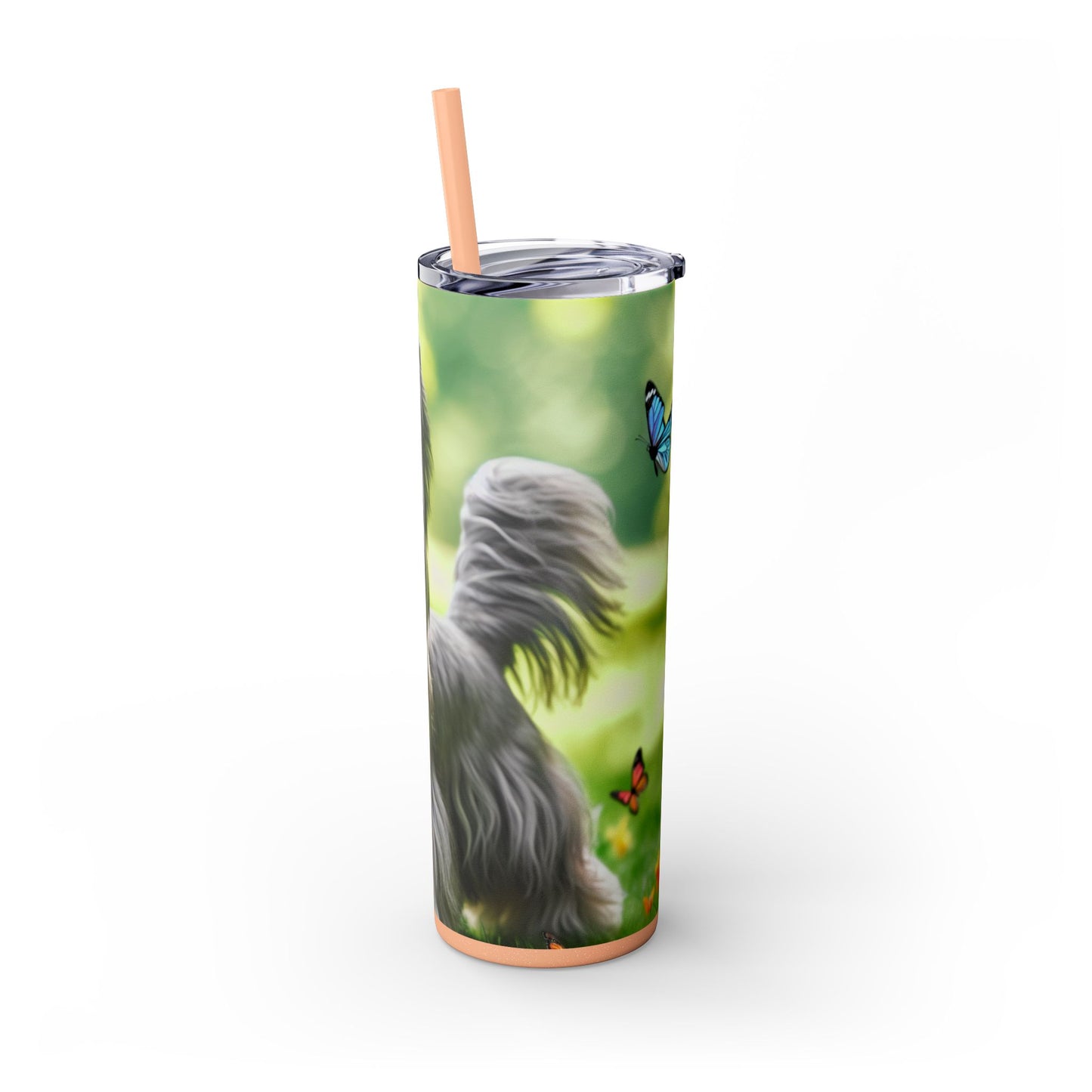 Skye Terrier Skinny Tumbler with Straw, 20oz