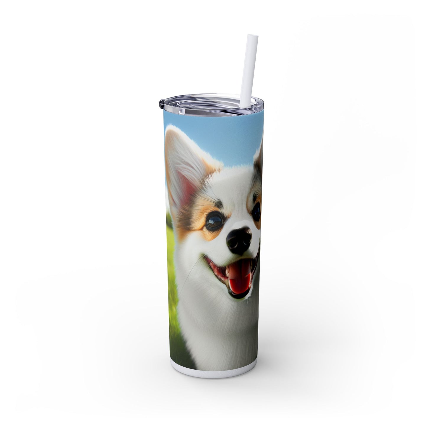 Welsh Corgi Cardigan Skinny Tumbler with Straw, 20oz