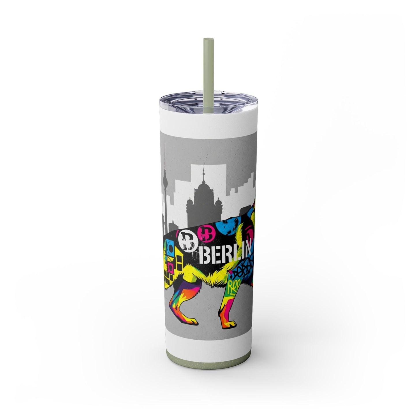 German Shepherd Skinny Tumbler with Straw, 20oz