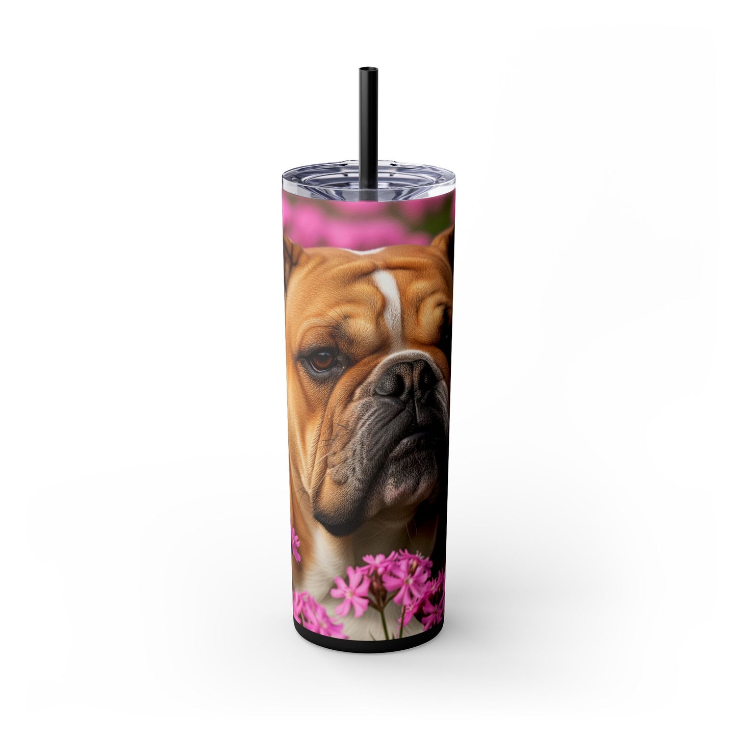 Bulldog Skinny Tumbler with Straw, 20oz
