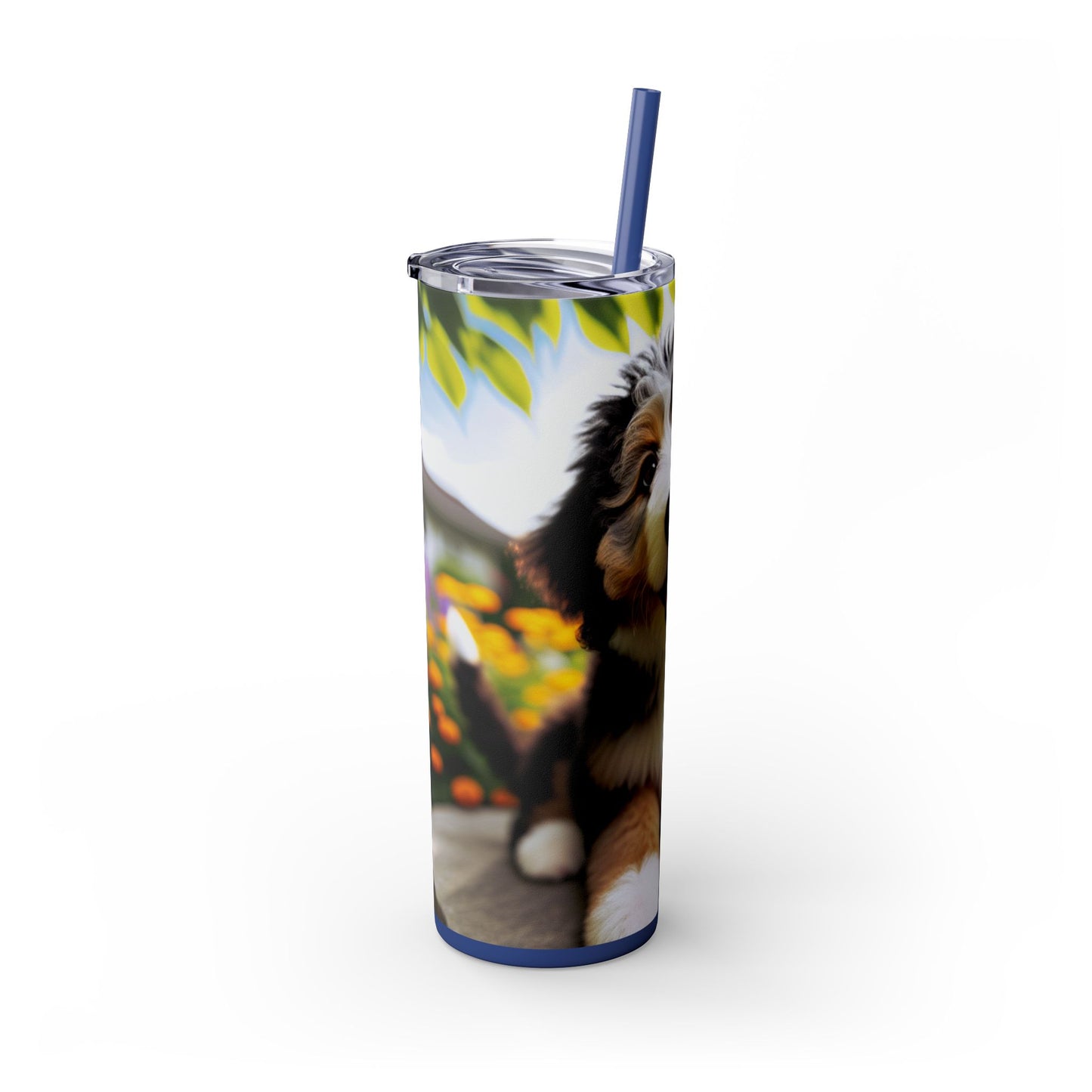 Bernedoodle Skinny Tumbler with Straw, 20oz