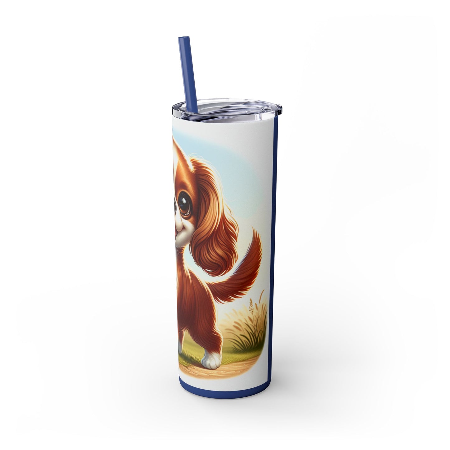 English Toy Spaniel Skinny Tumbler with Straw, 20oz