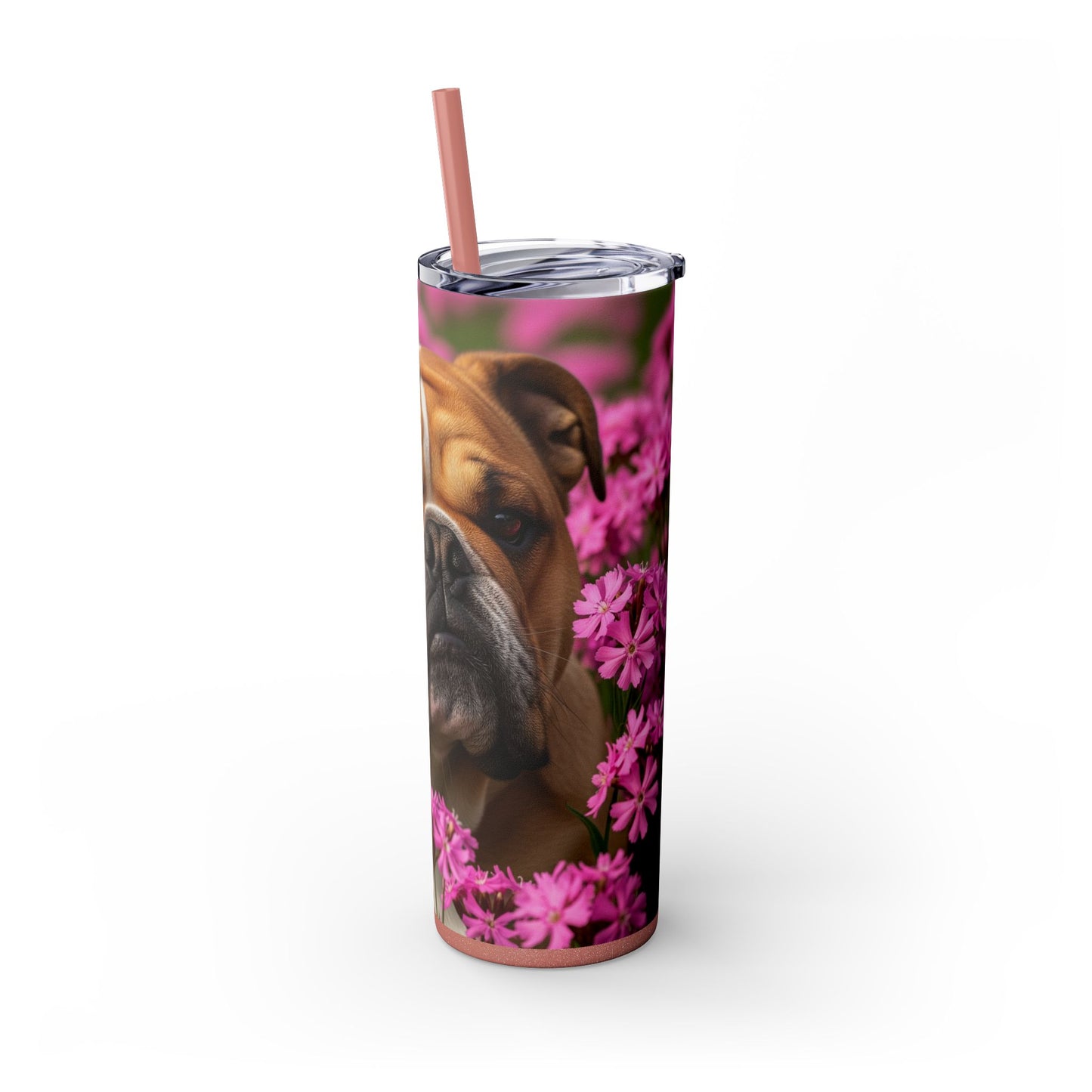 Bulldog Skinny Tumbler with Straw, 20oz