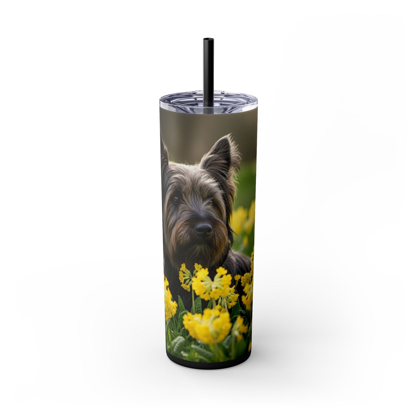 Skye Terrier Skinny Tumbler with Straw, 20oz